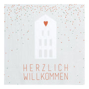 Papierservietten "Herzlich Willkommen" - 33x33 cm (Weiß) räder Design