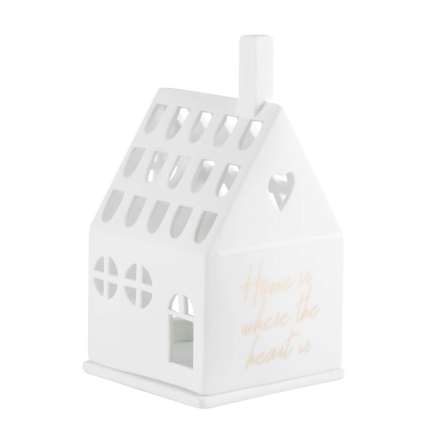 Lichthaus "Home is where the heart is" - 8x7,2x13 cm (Weiß) räder Design
