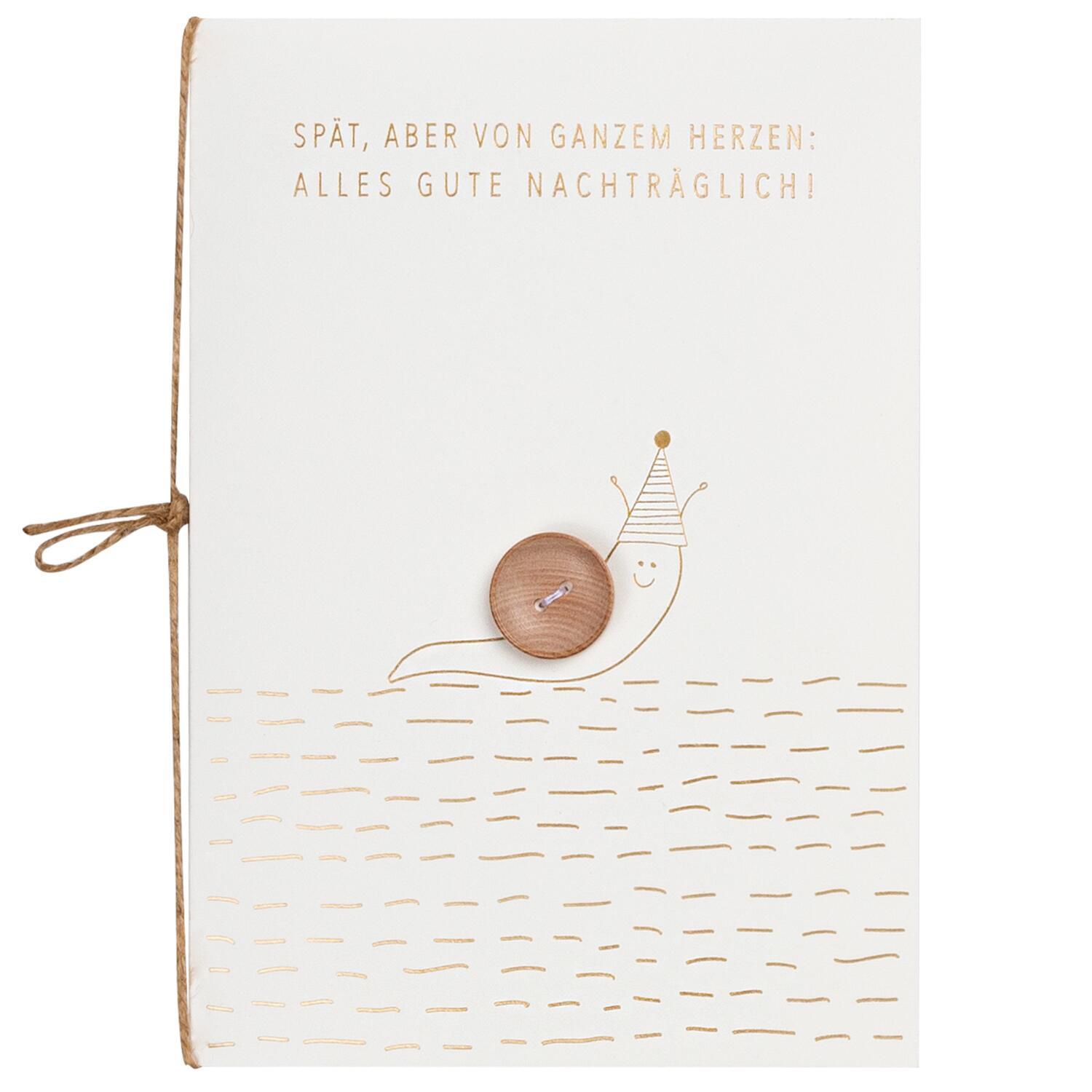 Knopfkarte "Spät aber räder Design