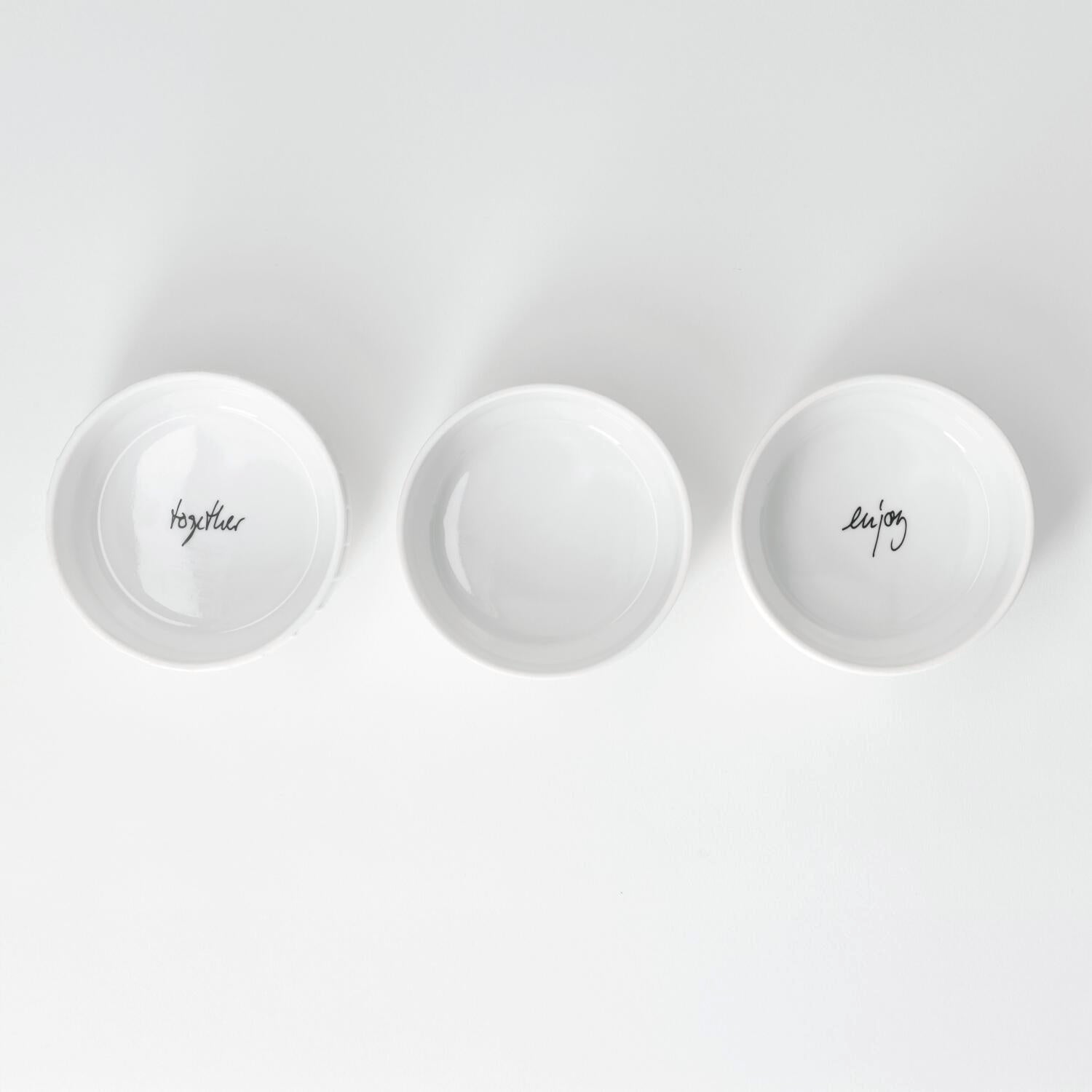 Schälchen "Häppchenweise" im 3er-Set - 115 ml (Weiß)