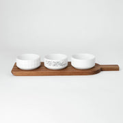 Servierbrett mit Schälchen "Häppchenweise" 38x11,5x1,5 cm (Braun)