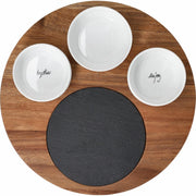 Servierbrett mit Schälchen "Häppchenweise - Gemeinsam" - 30x6 cm (Braun)