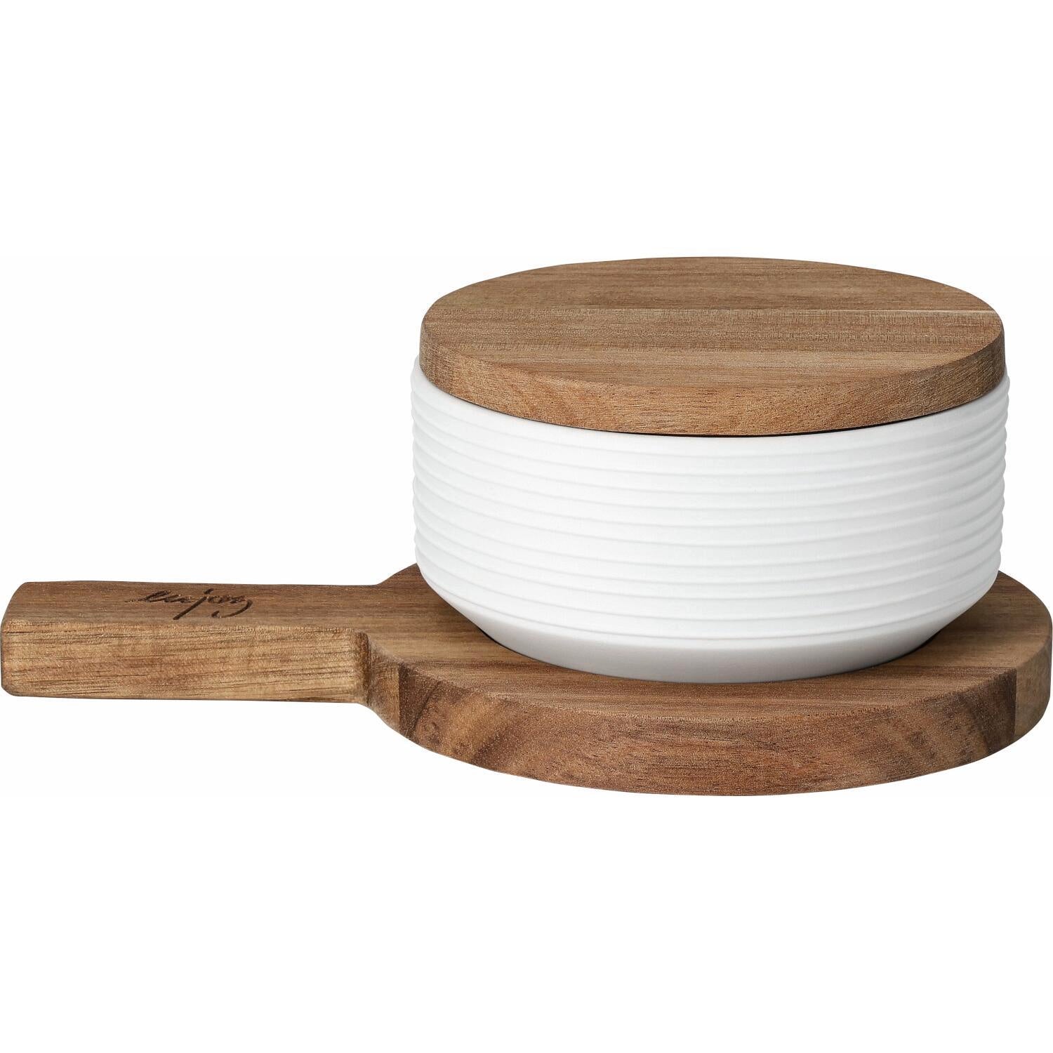 Servierbrett mit Schälchen "Häppchenweise" - 19x12,5x7cm (Braun)