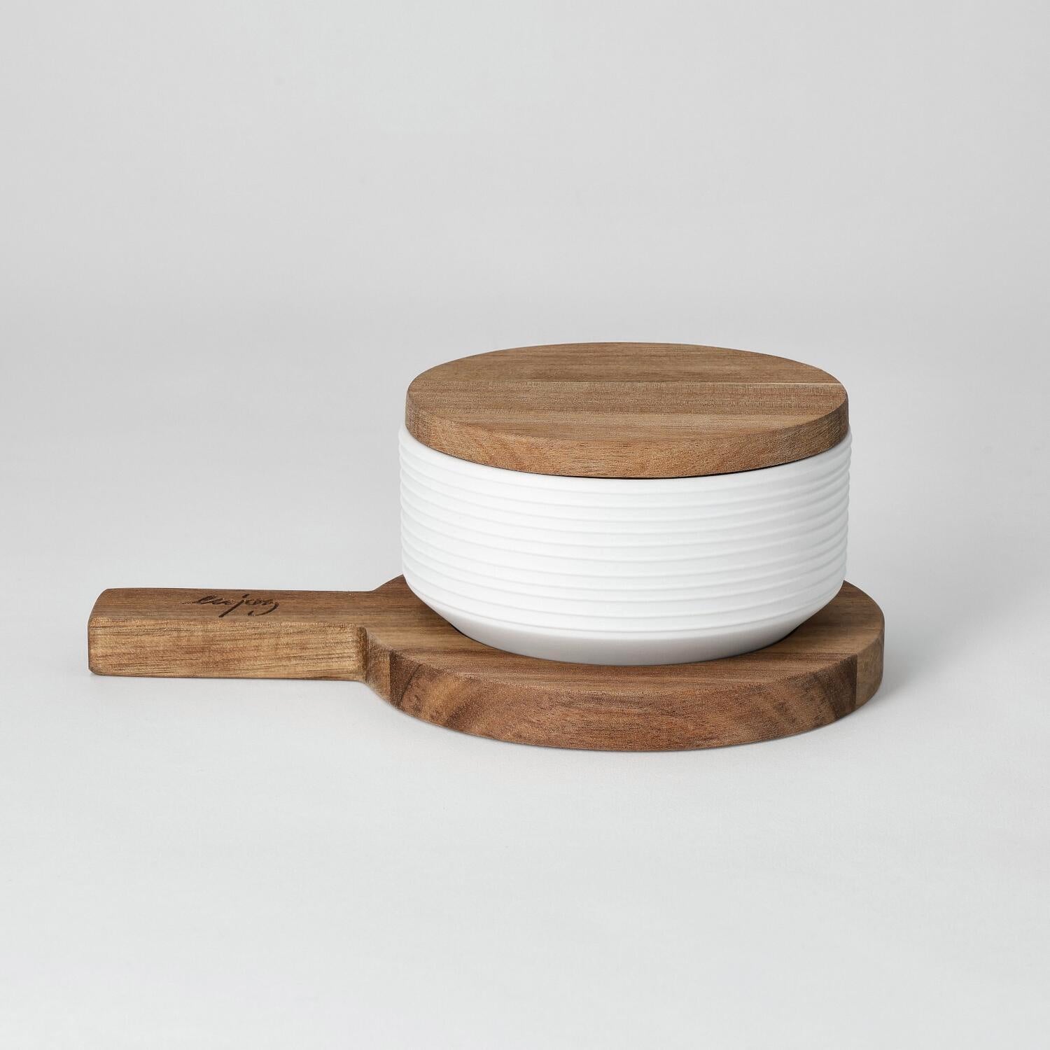 Servierbrett mit Schälchen "Häppchenweise" - 19x12,5x7cm (Braun)