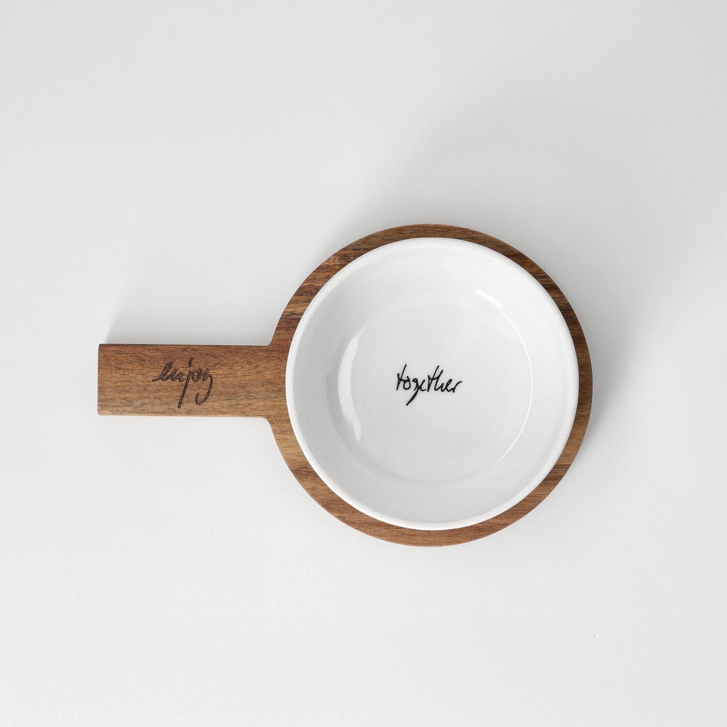 Servierbrett mit Schälchen "Häppchenweise" - 19x12,5x7cm (Braun)