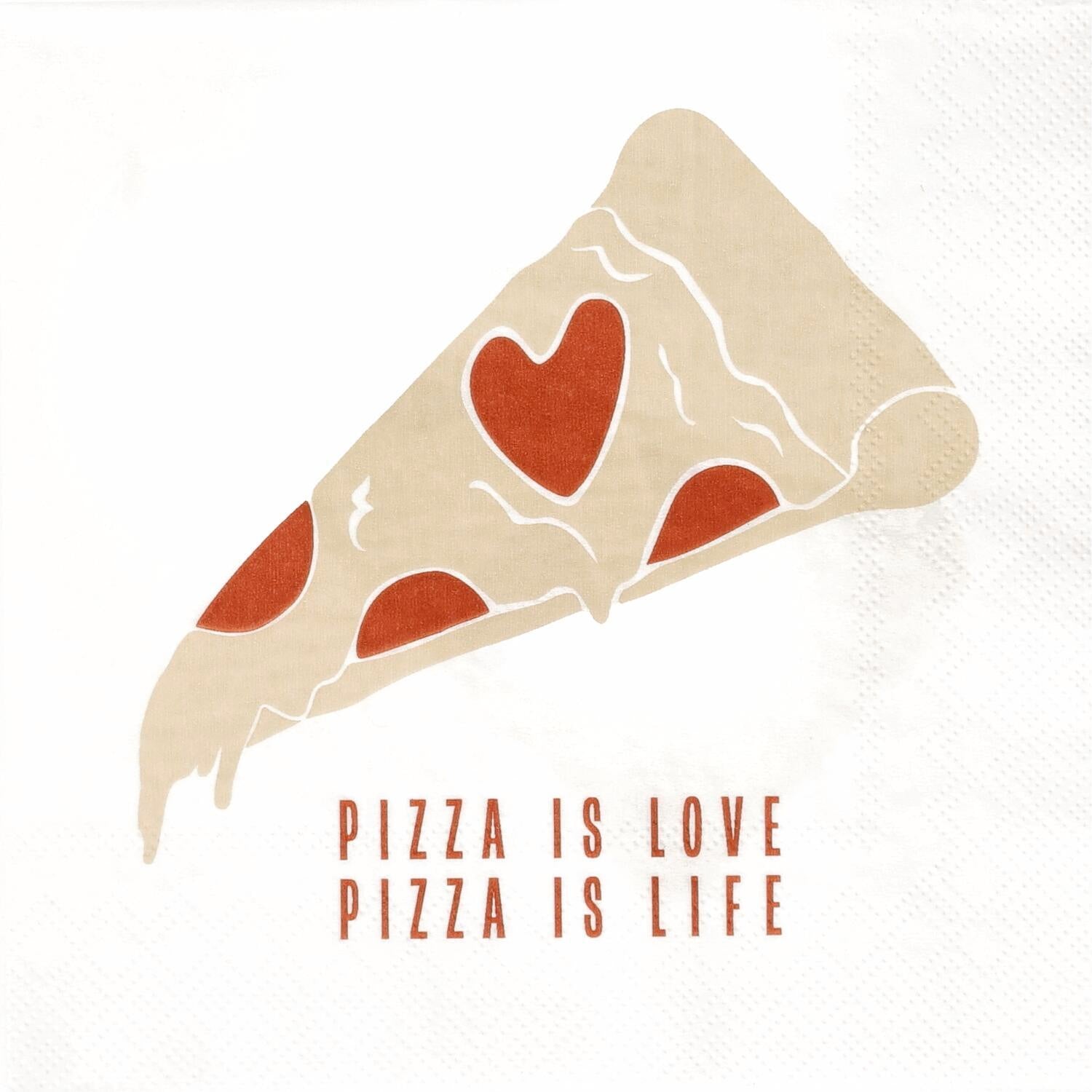 Papierservietten "Pizza in Love" - 33x33 cm (Weiß)