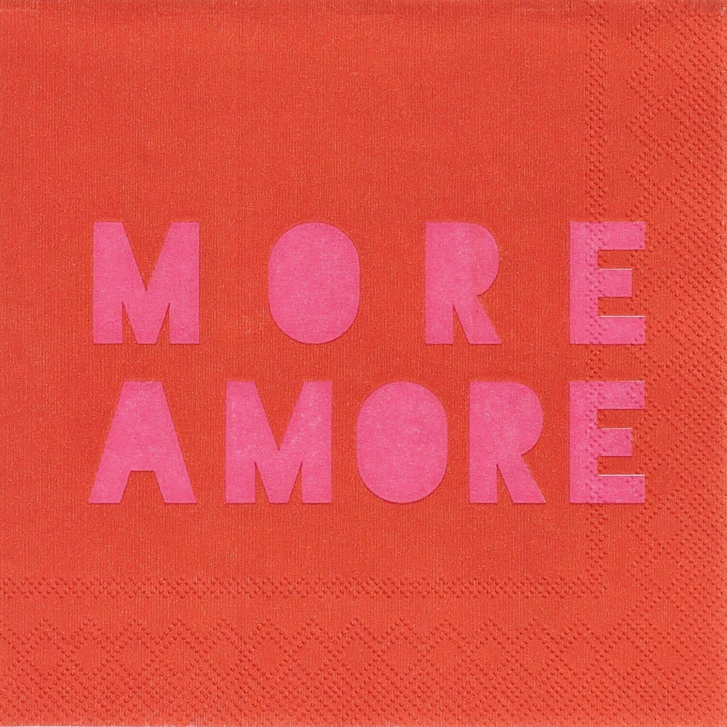 Cocktailserviette "More Amore" - 25x25 cm (Rot)