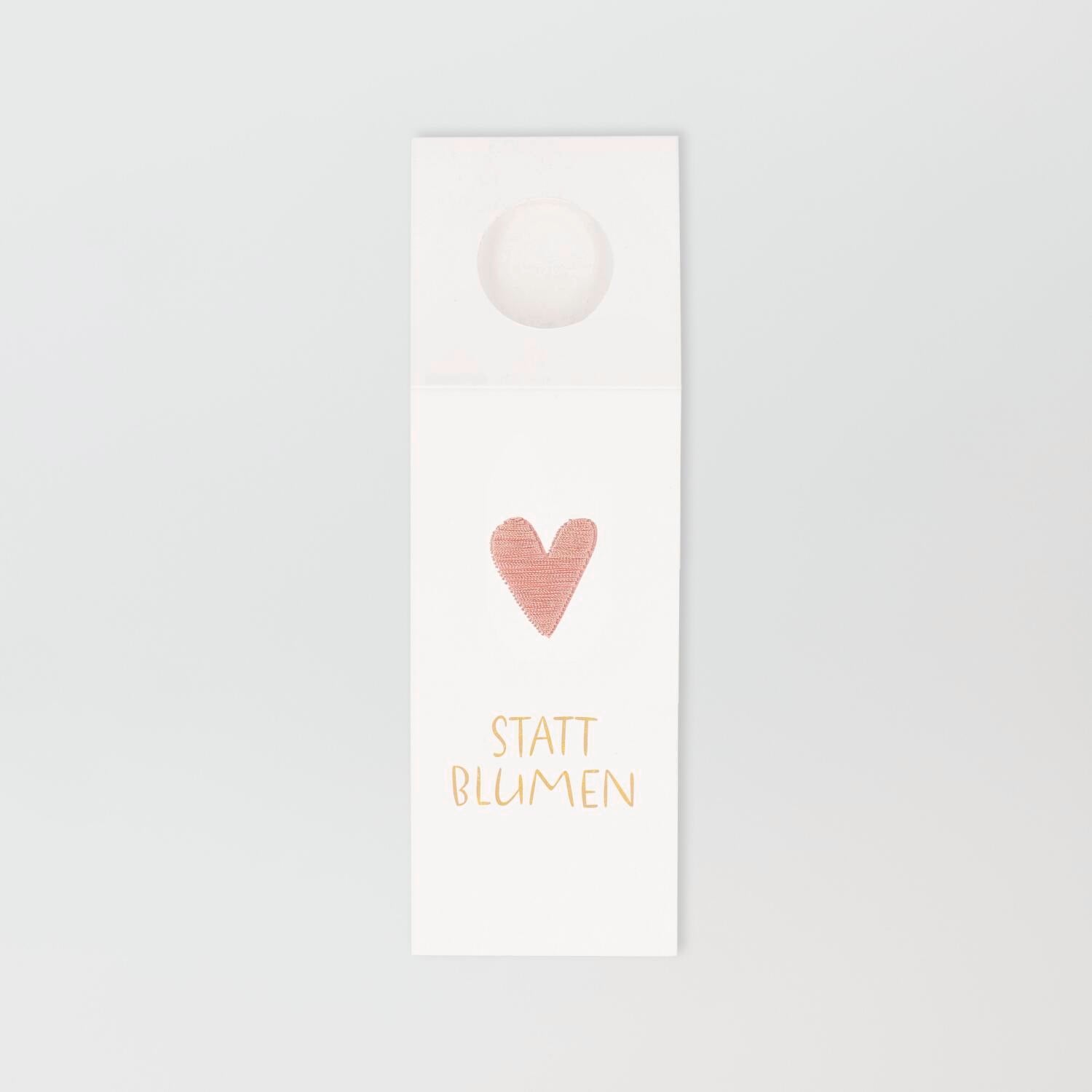 Flaschengruß "Statt Blumen" - 37x7 cm (Weiß)