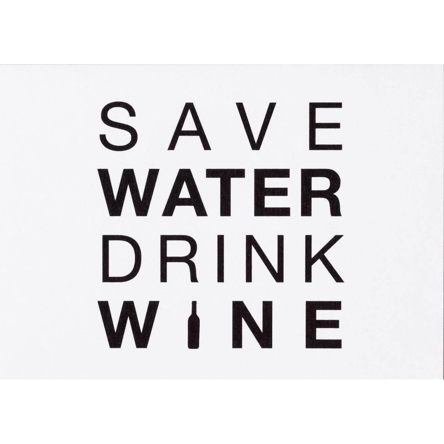 Weinkarte "Save water drink wine"- 11,8x16,6 cm (Weiß)