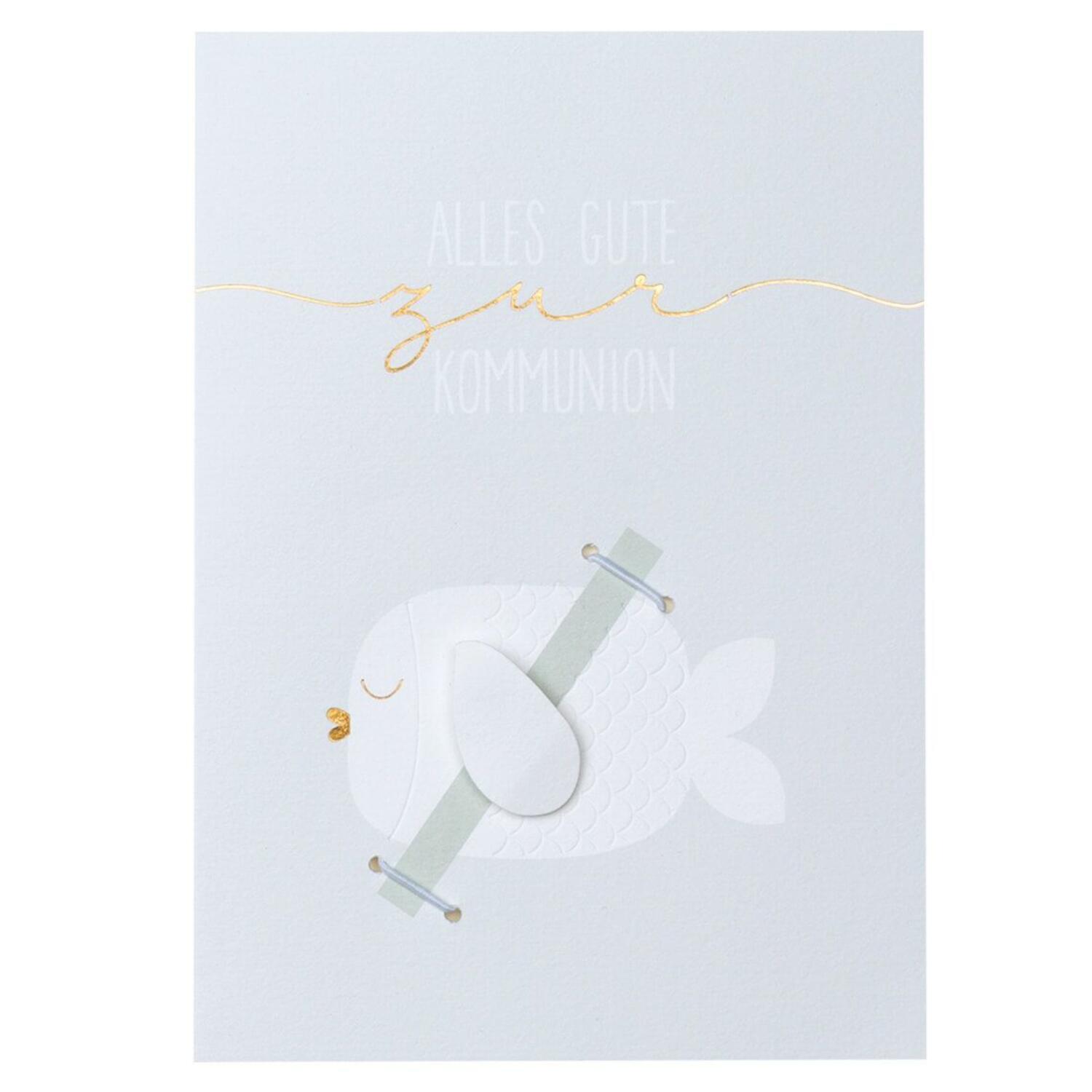 Geldgeschenkkarte "Zur Kommunion" - 18x12,5 cm (Weiß) räder Design