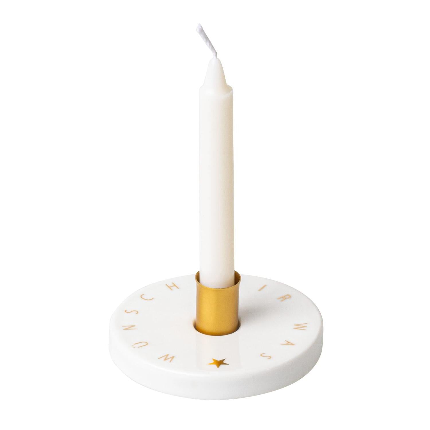 Kerzenhalter "Winterschein - Wünsch dir was" (Weiß/Gold) räder Design