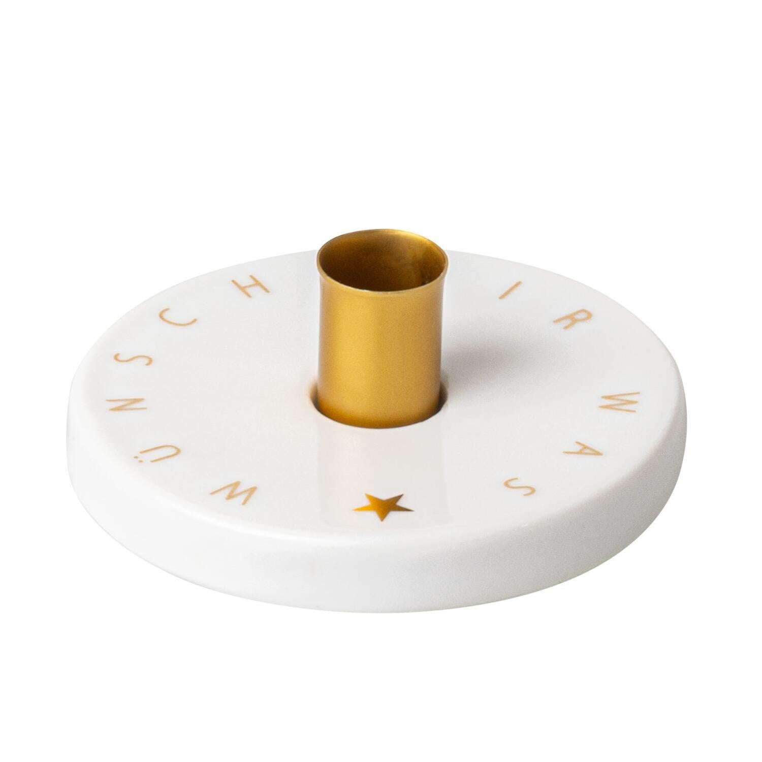 Kerzenhalter "Winterschein - Wünsch dir was" (Weiß/Gold) räder Design