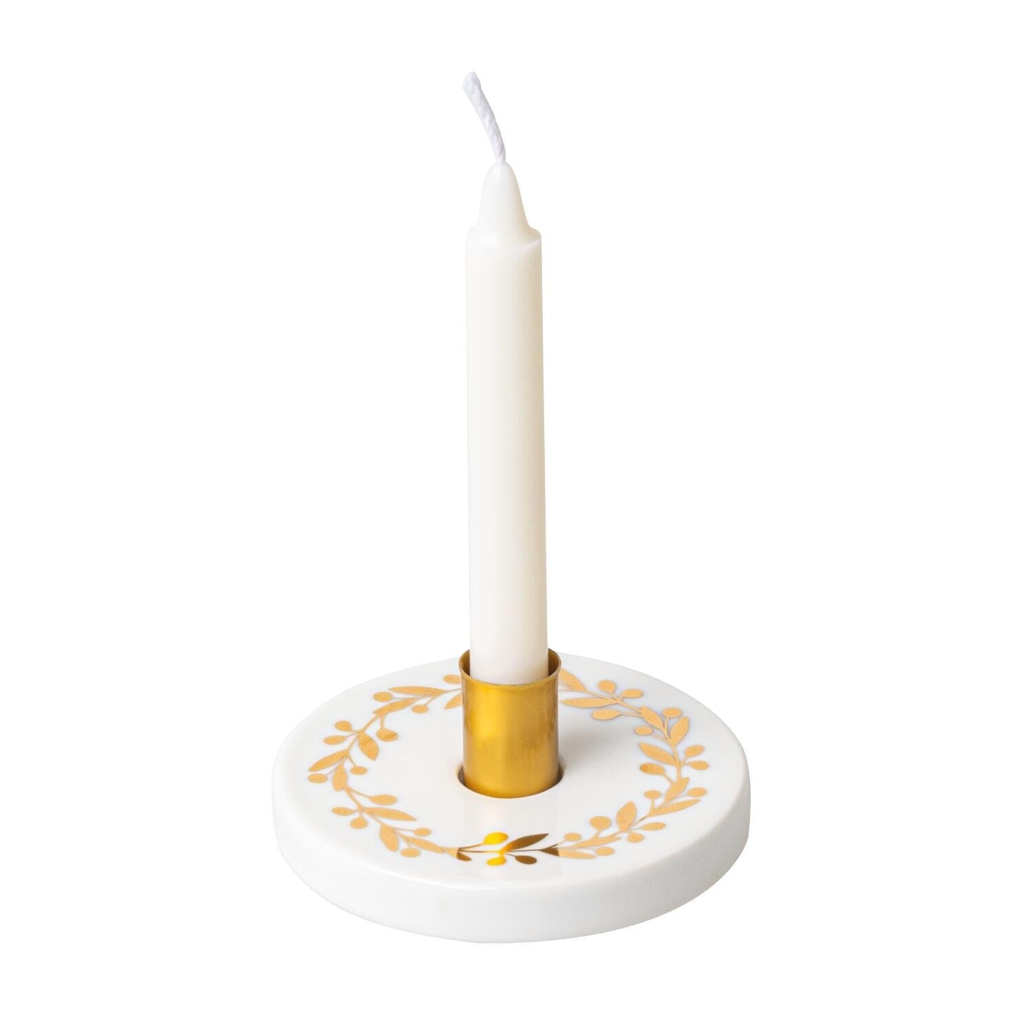Kerzenhalter "Winterschein - Kranz" (Weiß/Gold) räder Design