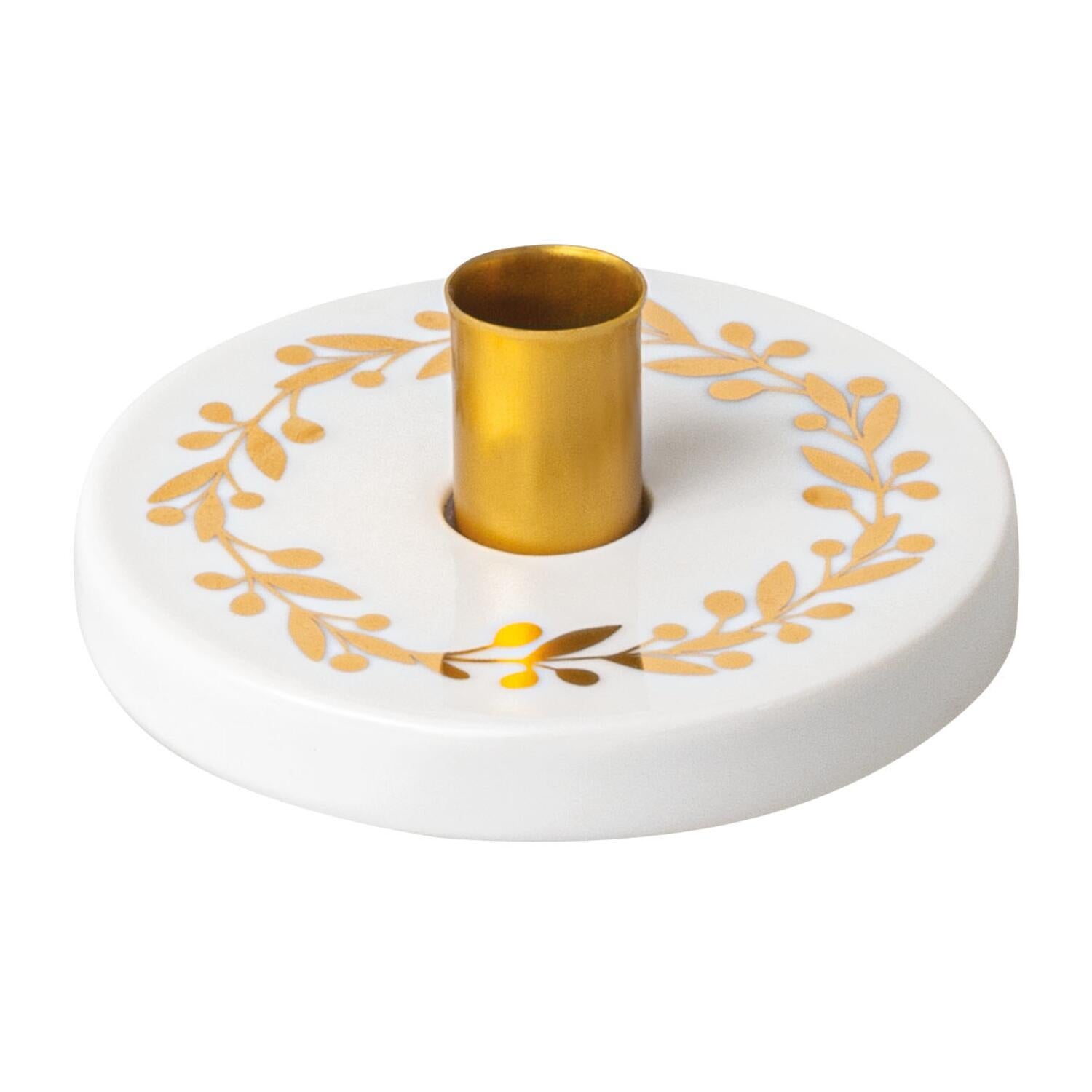 Kerzenhalter "Winterschein - Kranz" (Weiß/Gold) räder Design