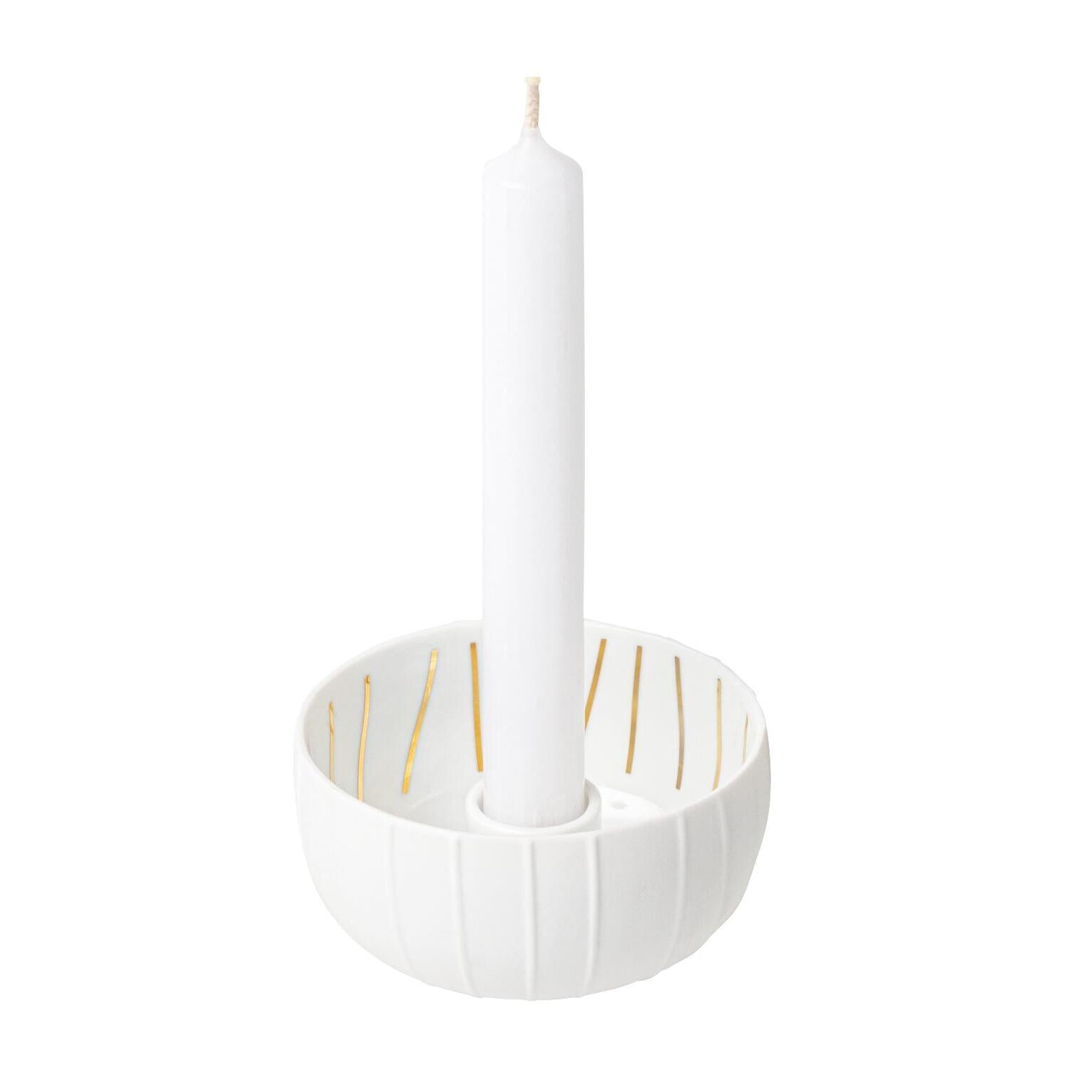 Kerzenschälchen "Streifen" (Weiß/Gold) räder Design