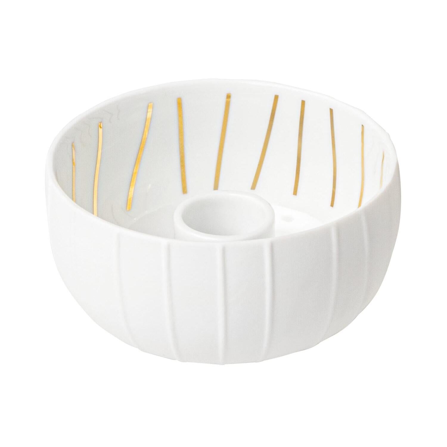 Kerzenschälchen "Streifen" (Weiß/Gold) räder Design