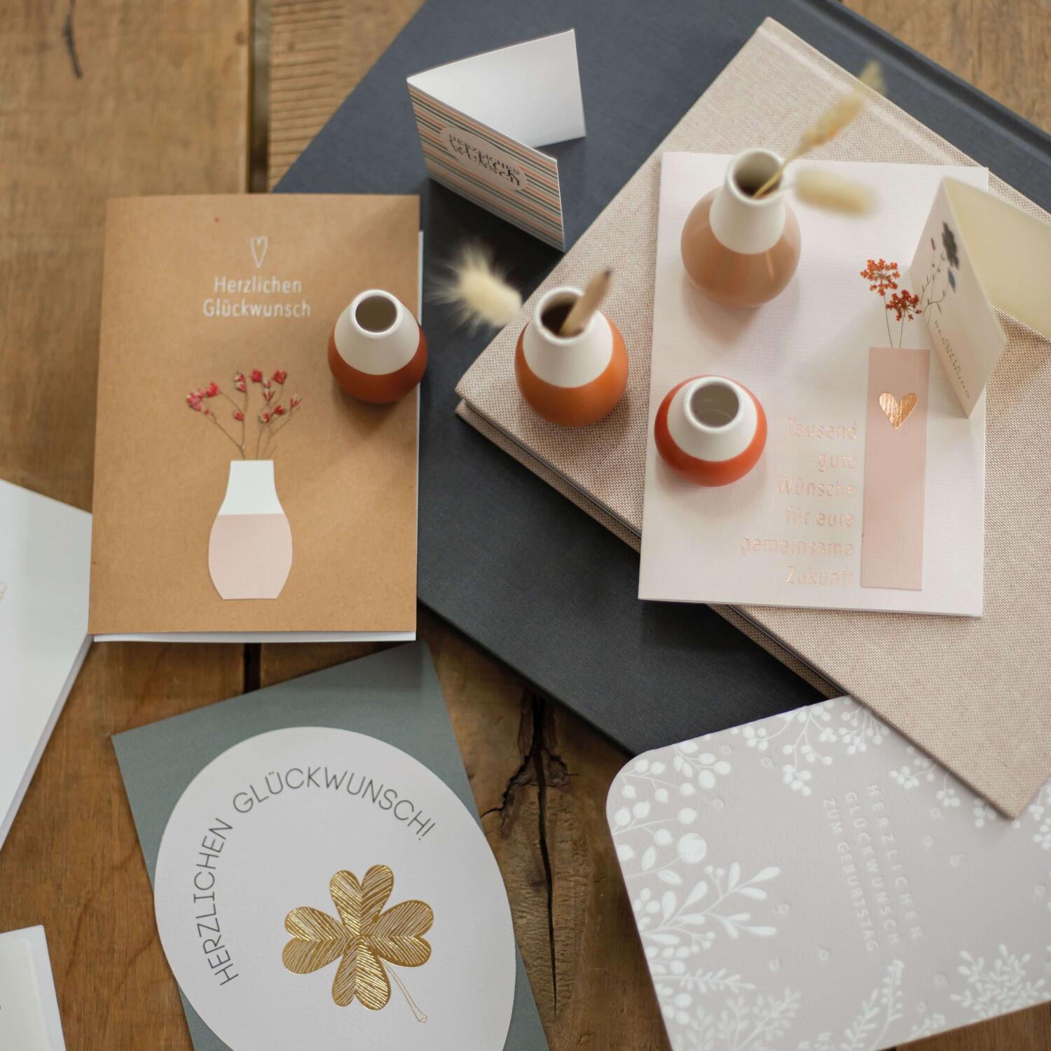 Vasenkarte "Tausend gute Wünsche" - 11,8x16,6 cm (Rosa) räder Design