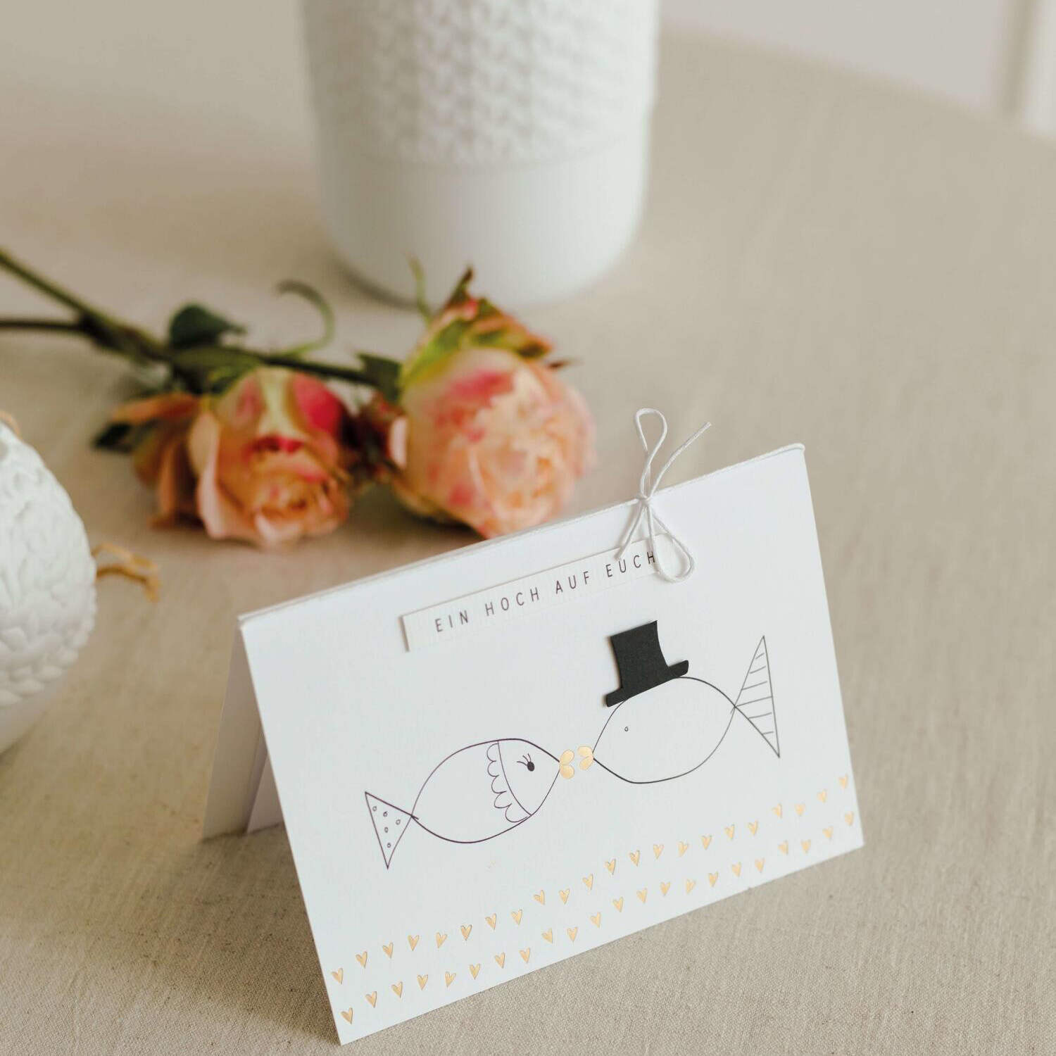 Pärchenkarte "Ein Hoch auf euch" - 11,8x16,6 cm (Weiß) räder Design