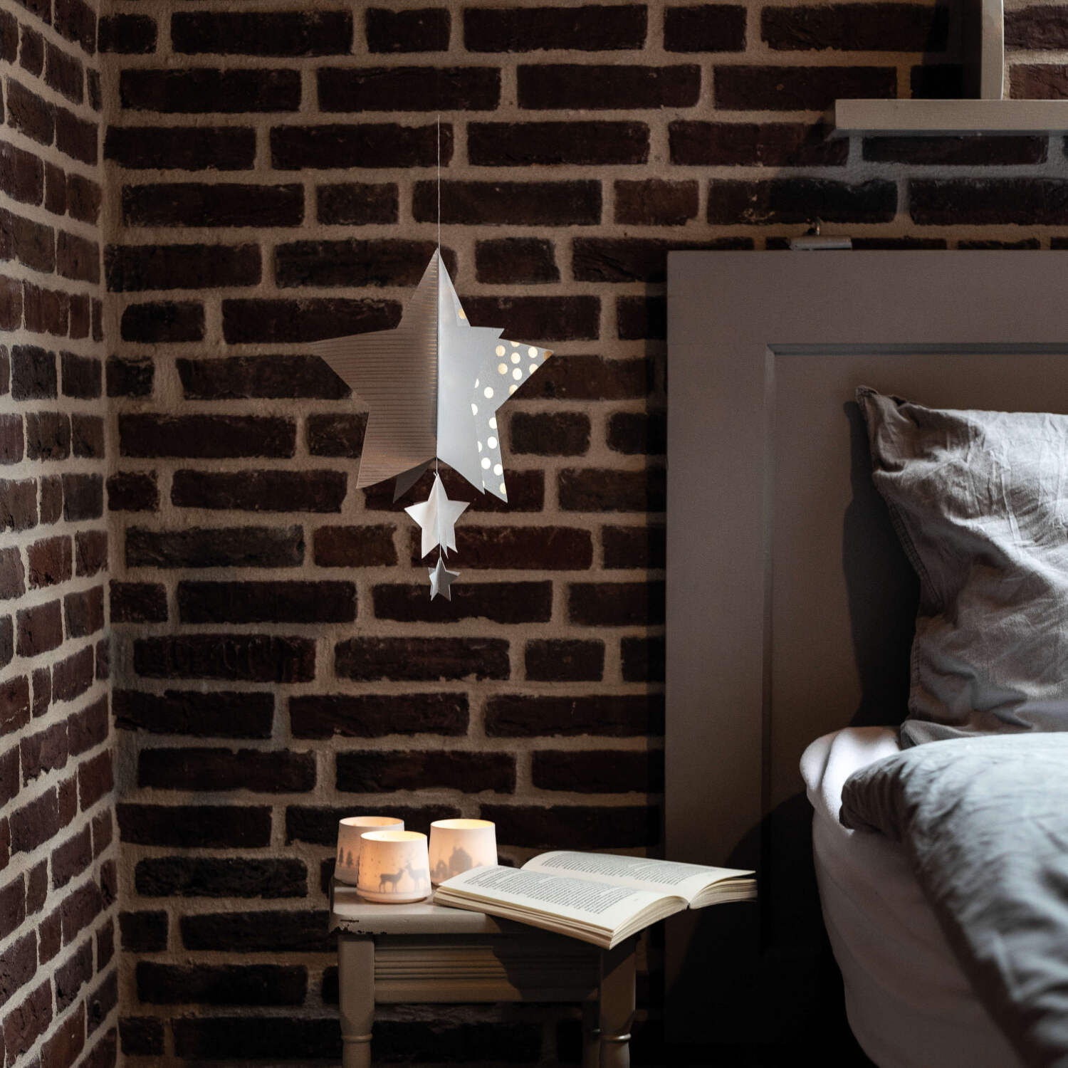 Windlicht "Schattenspiel - Reh" (Weiß/Gold) räder Design