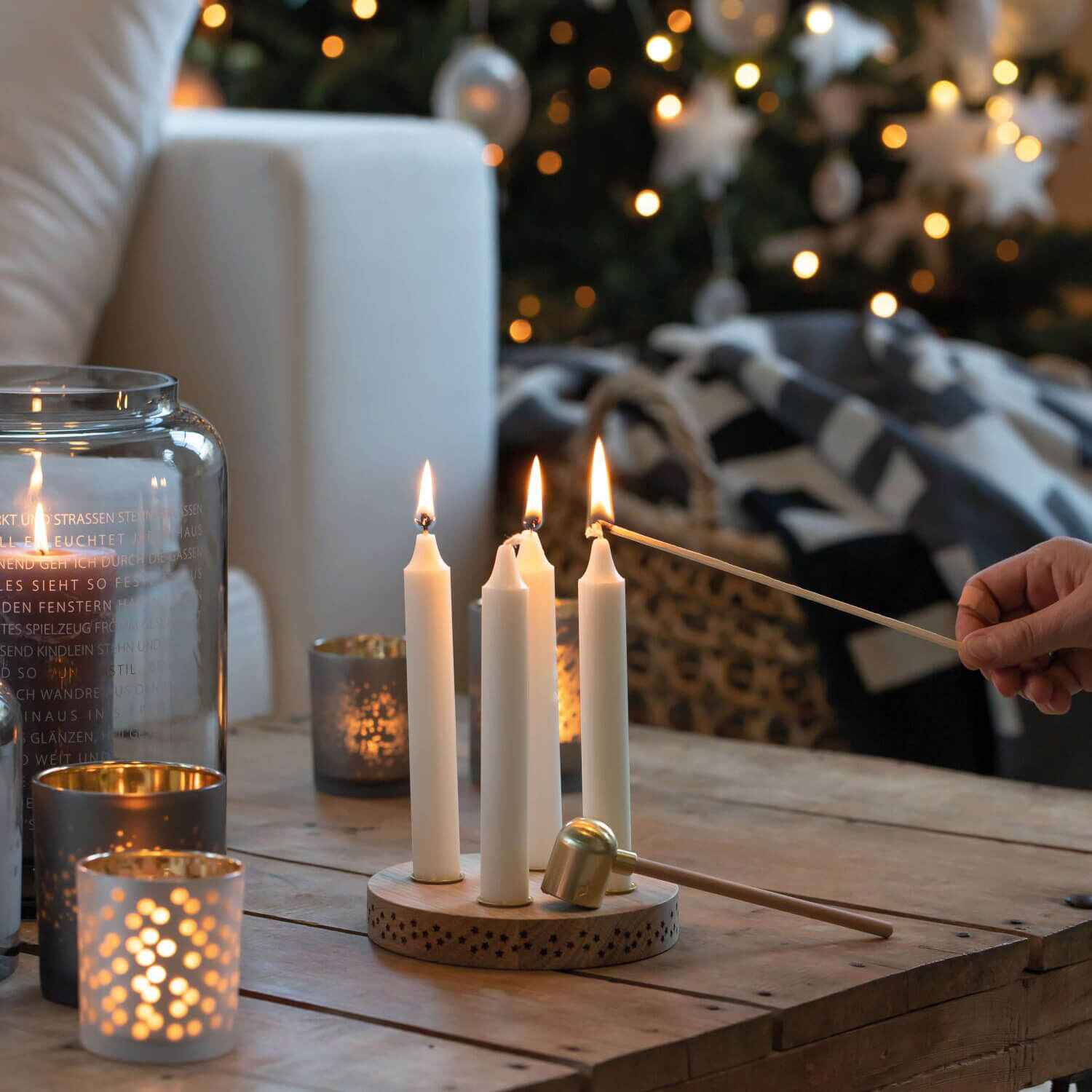 Windlicht "XMAS - Glanzlicht Sternenstaub" - 8 cm (Gold) räder Design