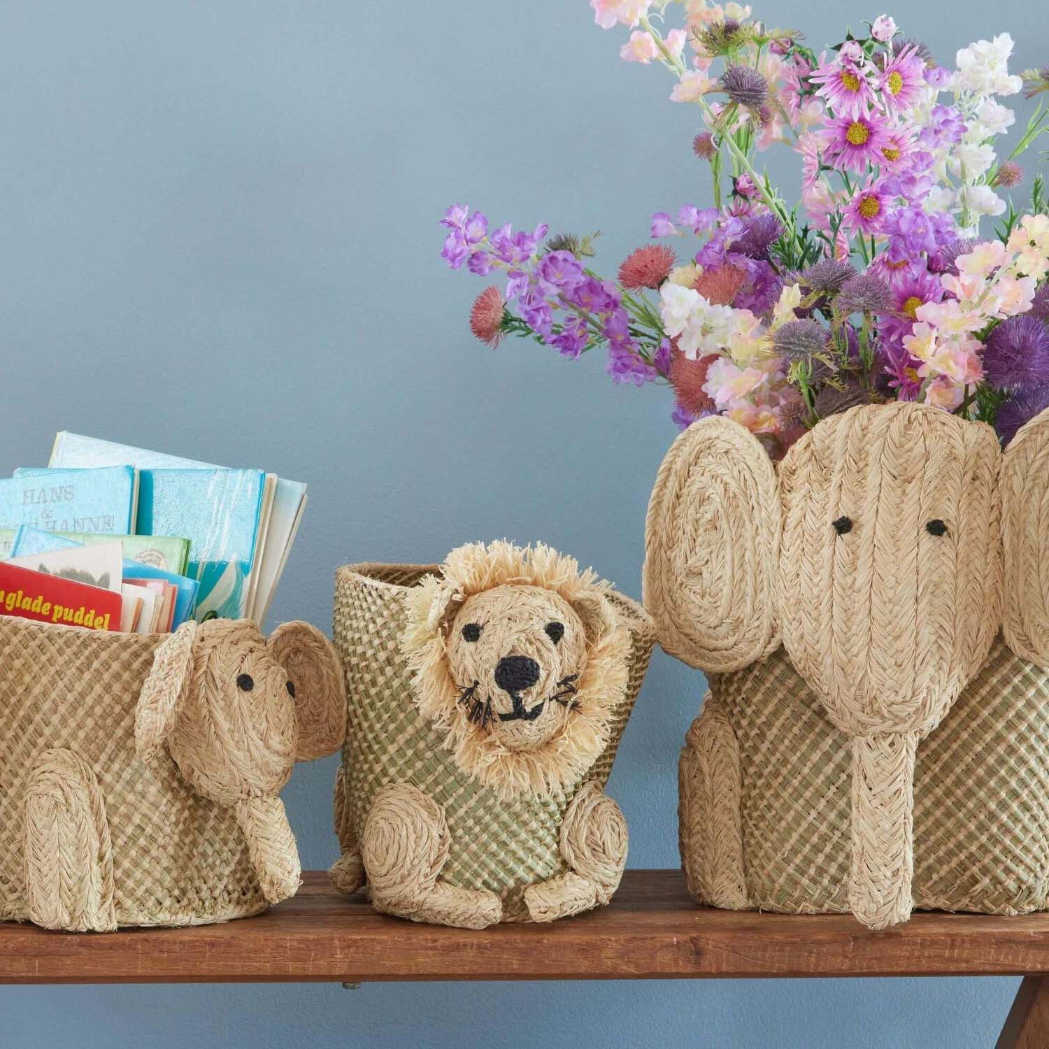 Seegras Aufbewahrungskorb "Löwe" - Klein (Natur) Rice