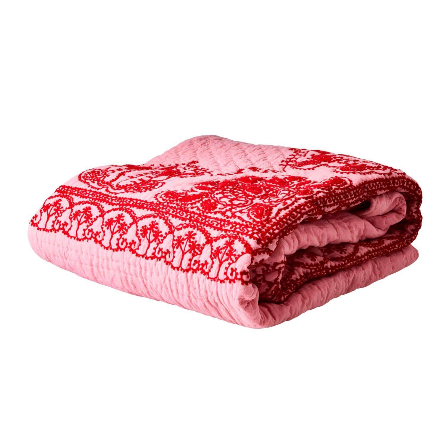 Quilt mit Stickerei - 250x225 cm (Pink) Rice