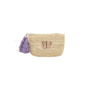 Clutch "Raffia - Butterfly" - 14x4x9 cm (Lavender/Natur) Rice