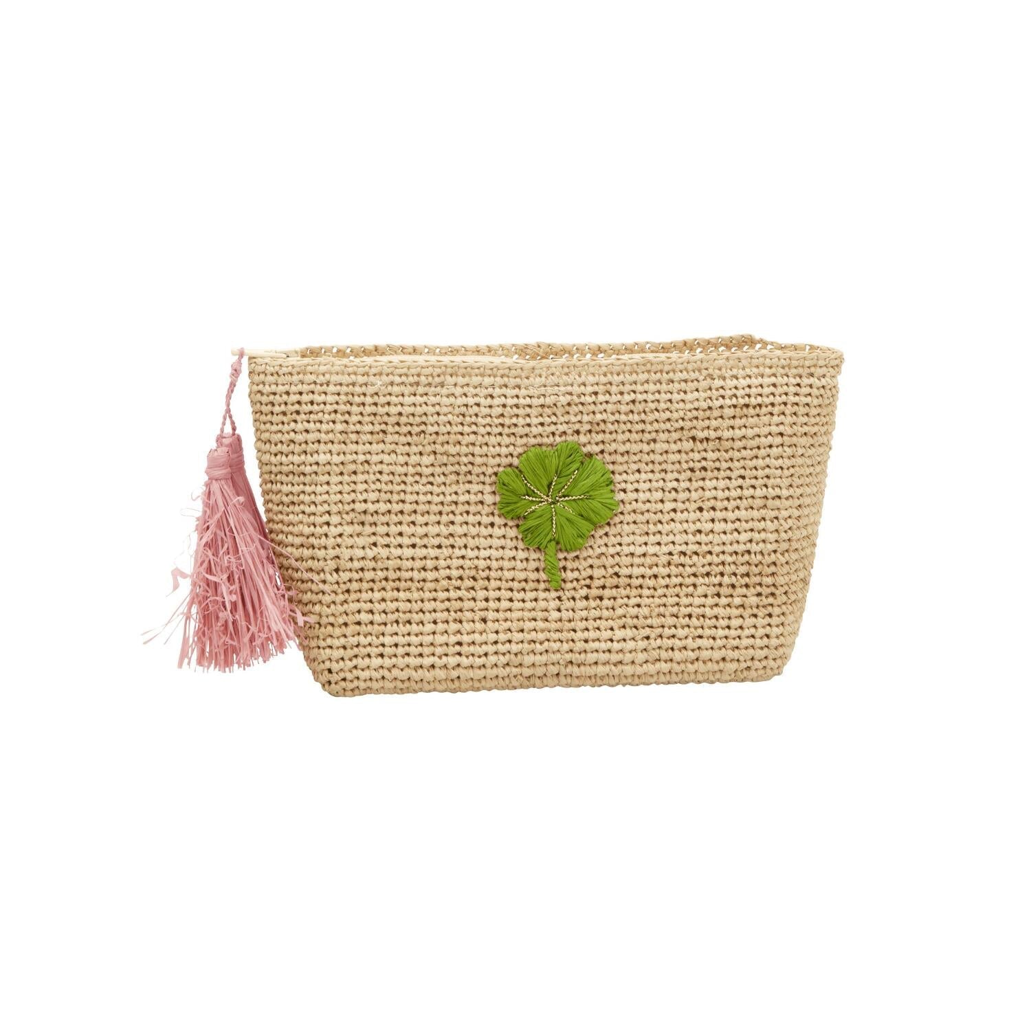 Clutch "Raffia - Clover" - 20x6x11 cm (Rose/Natur) Rice
