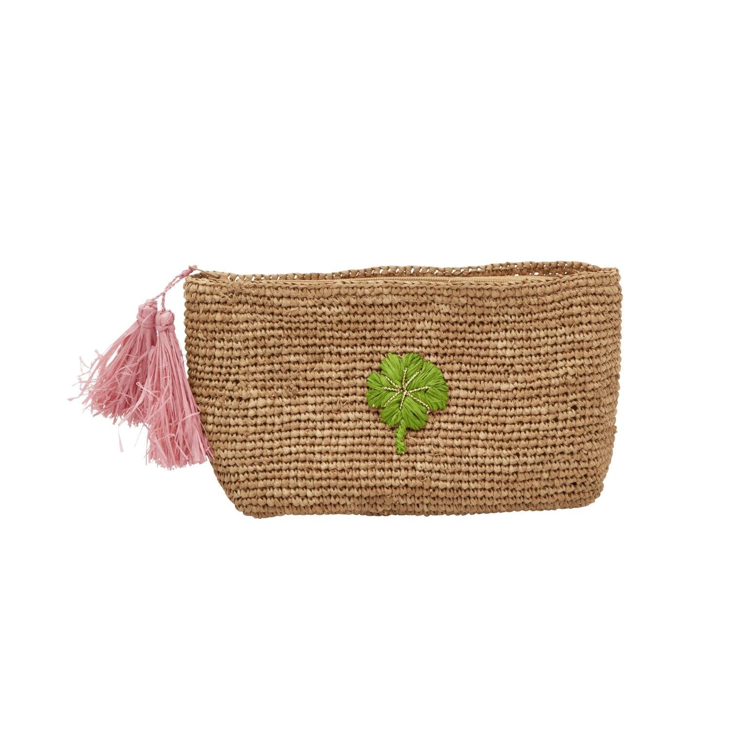 Clutch "Raffia - Clover" - 20x6x11 cm (Rose/Tea) Rice
