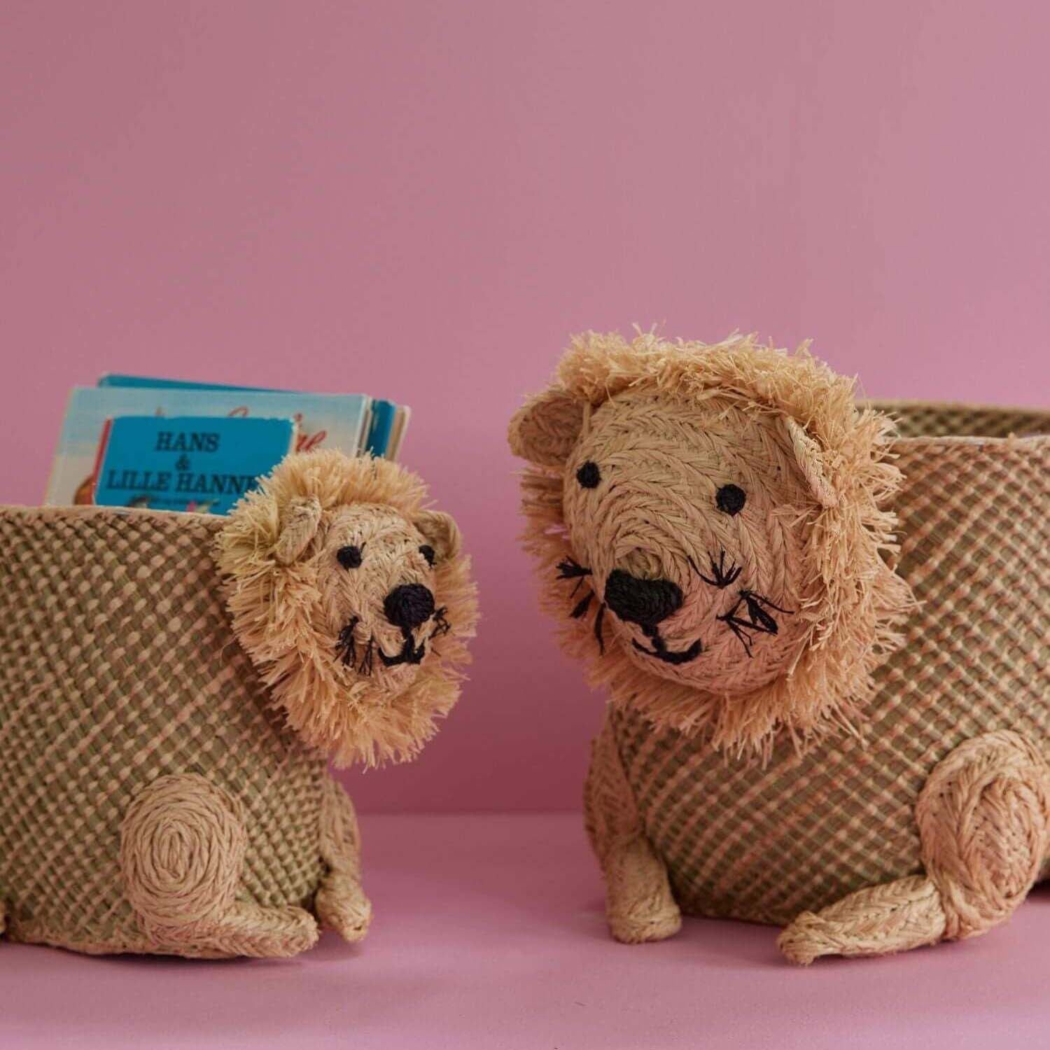 Seegras Aufbewahrungskorb "Löwe" - Klein (Natur) Rice