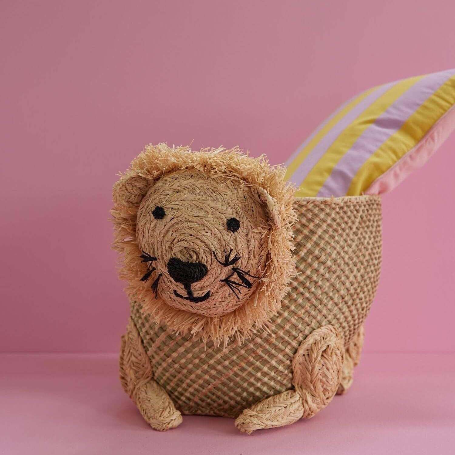 Seegras Aufbewahrungskorb "Löwe" - Klein (Natur) Rice