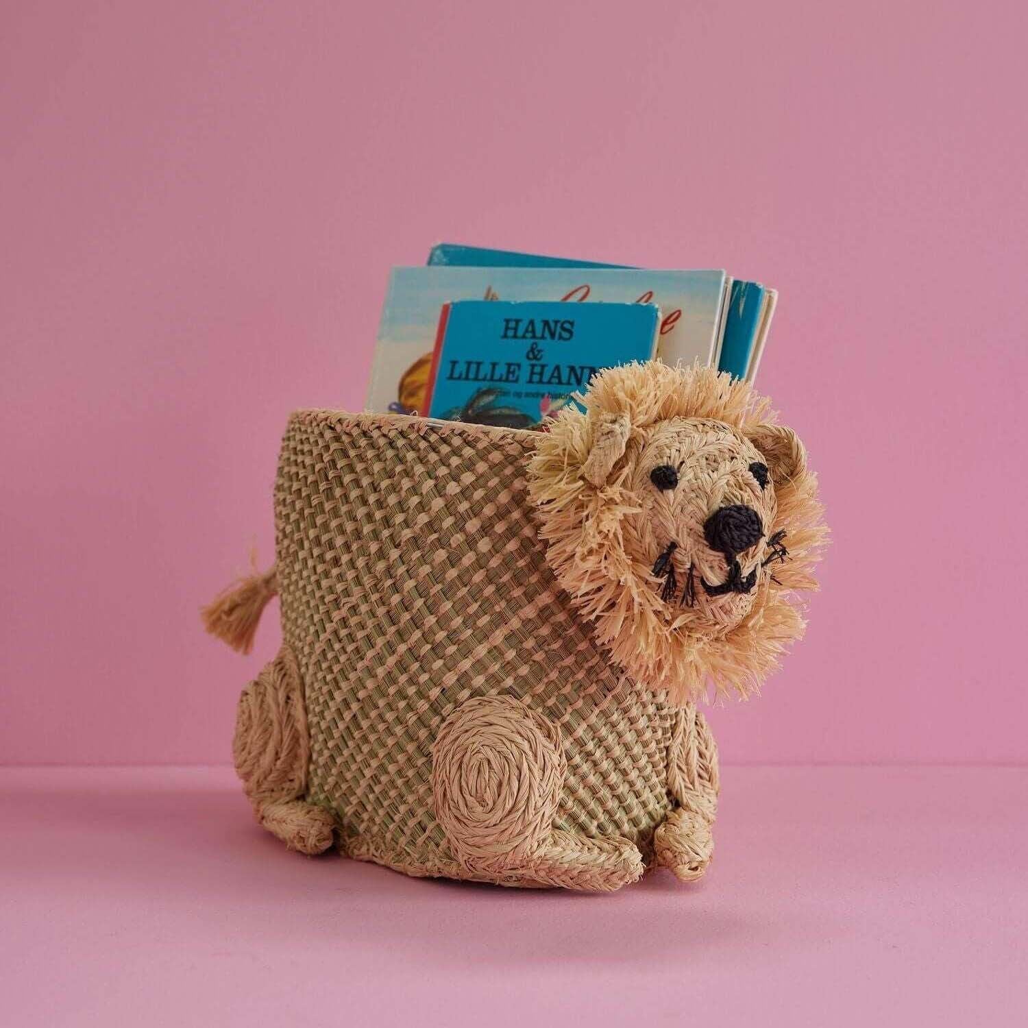 Seegras Aufbewahrungskorb "Löwe" - Klein (Natur) Rice