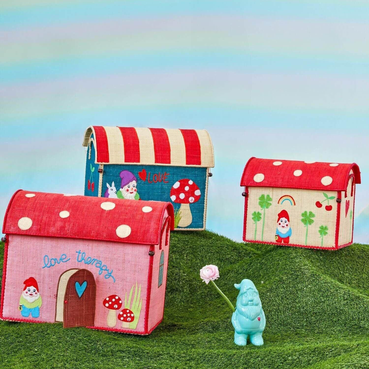 Spielzeugkiste "Raffia - Love Therapy" - S (Bunt) Rice