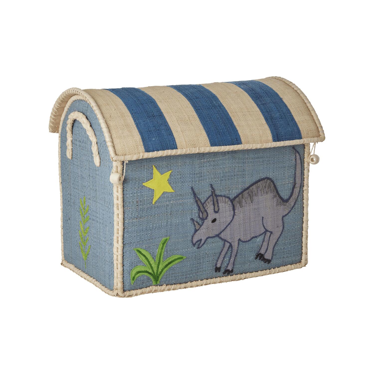 Spielzeugkiste "Raffia - Dino" - S (Bunt) Rice