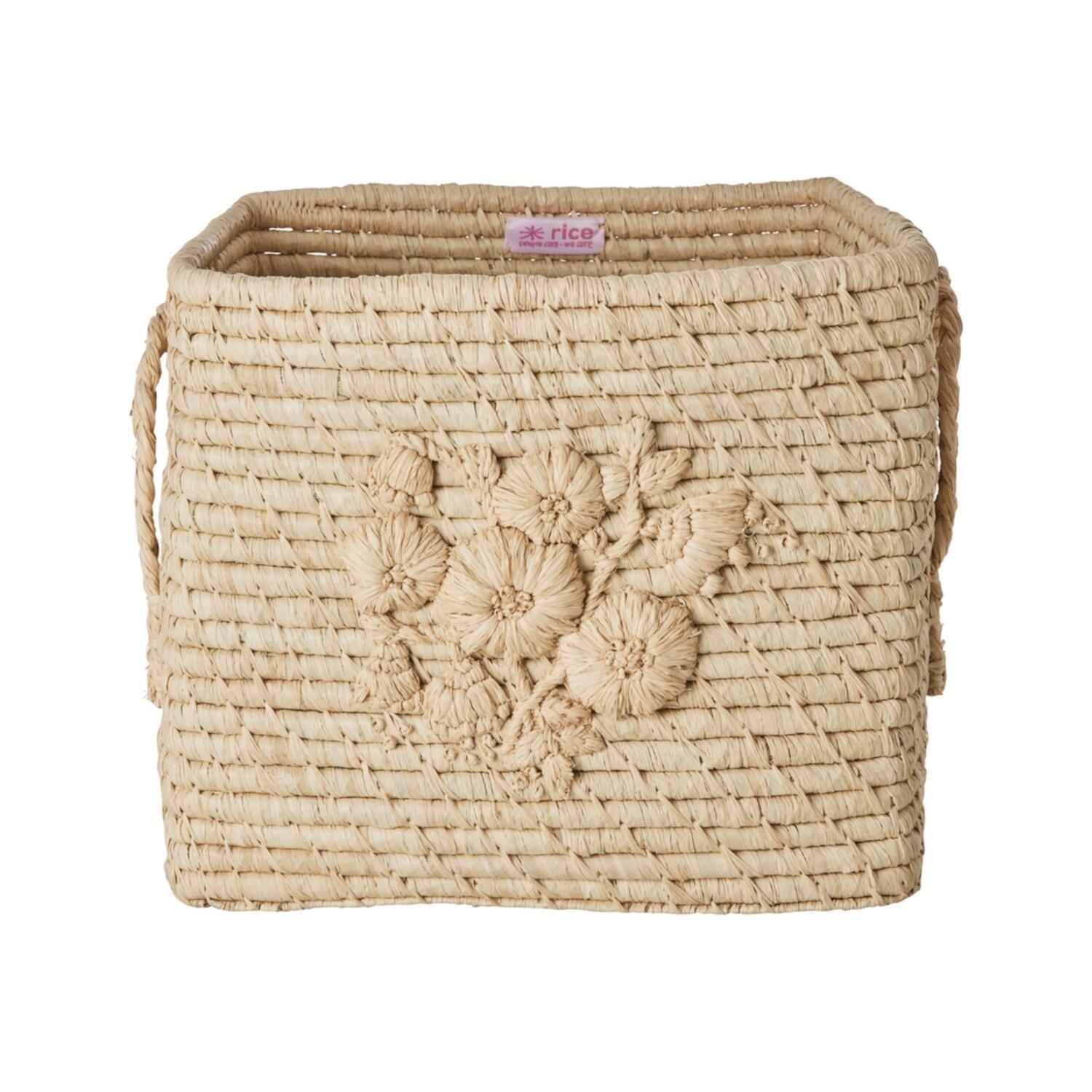 Aufbewahrungskorb quadratisch "Flower" - 30 cm (Natur) Rice