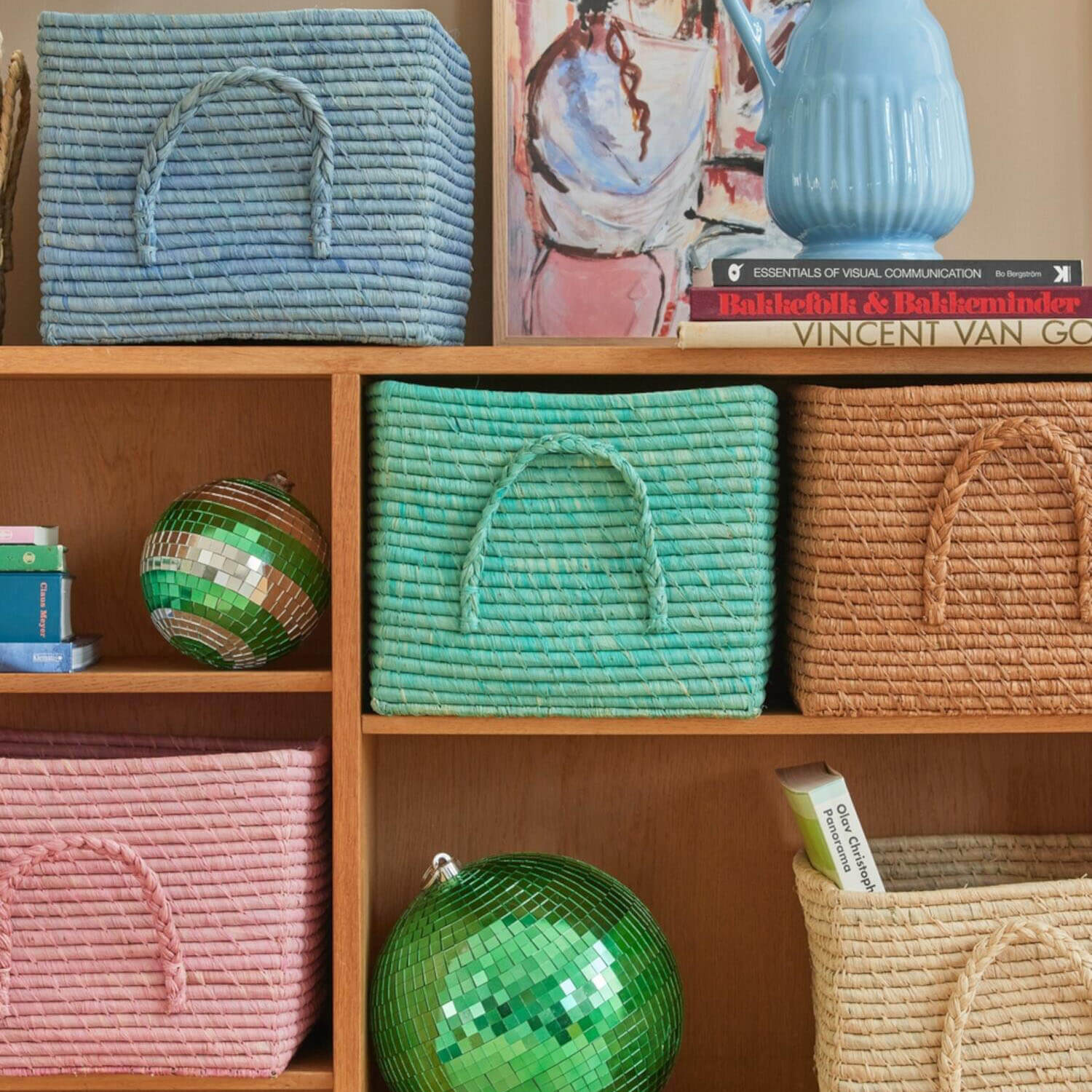 Aufbewahrungskorb quadratisch mit Griffen - 30 cm (Blau) Rice