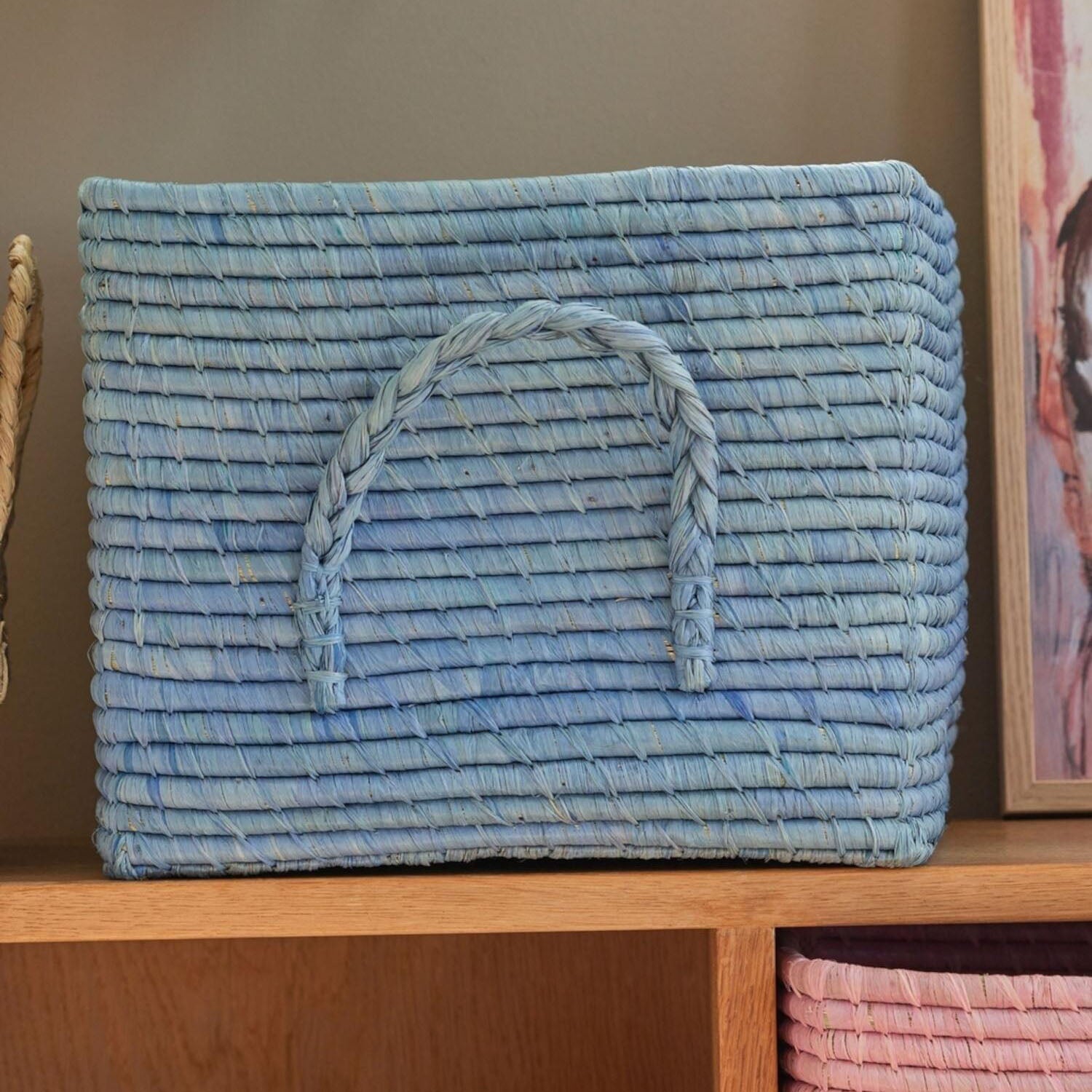 Aufbewahrungskorb quadratisch mit Griffen - 30 cm (Blau) Rice