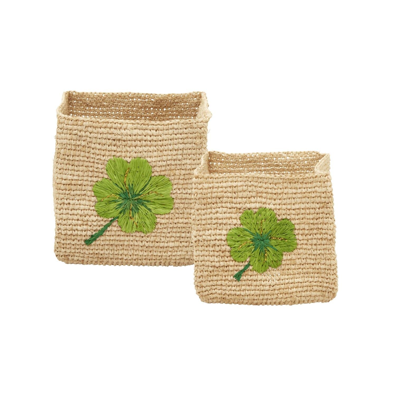 Aufbewahrungskorb "Raffia - Clover" im 2er-Set - S/L (Natur) Rice