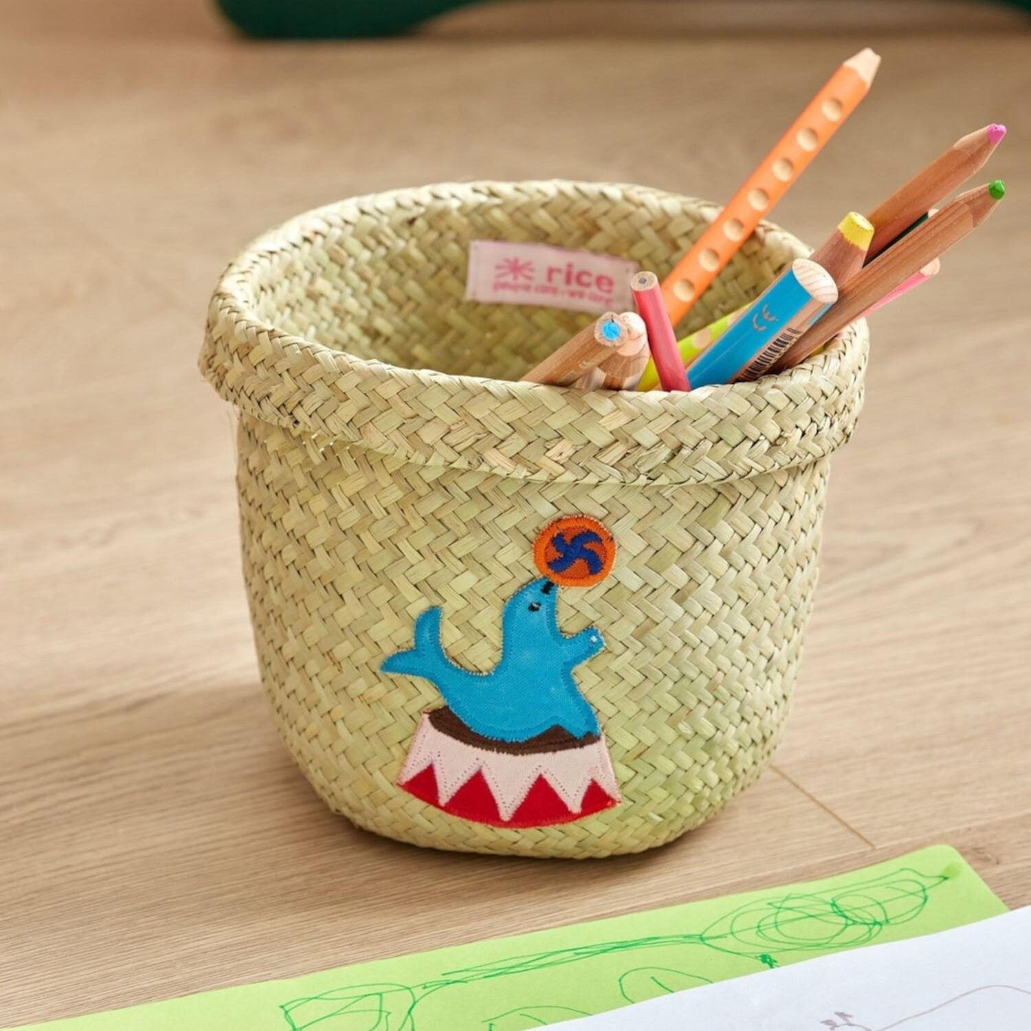 Aufbewahrungskorb aus Raffia "Circus" - Groß (Natur) Rice