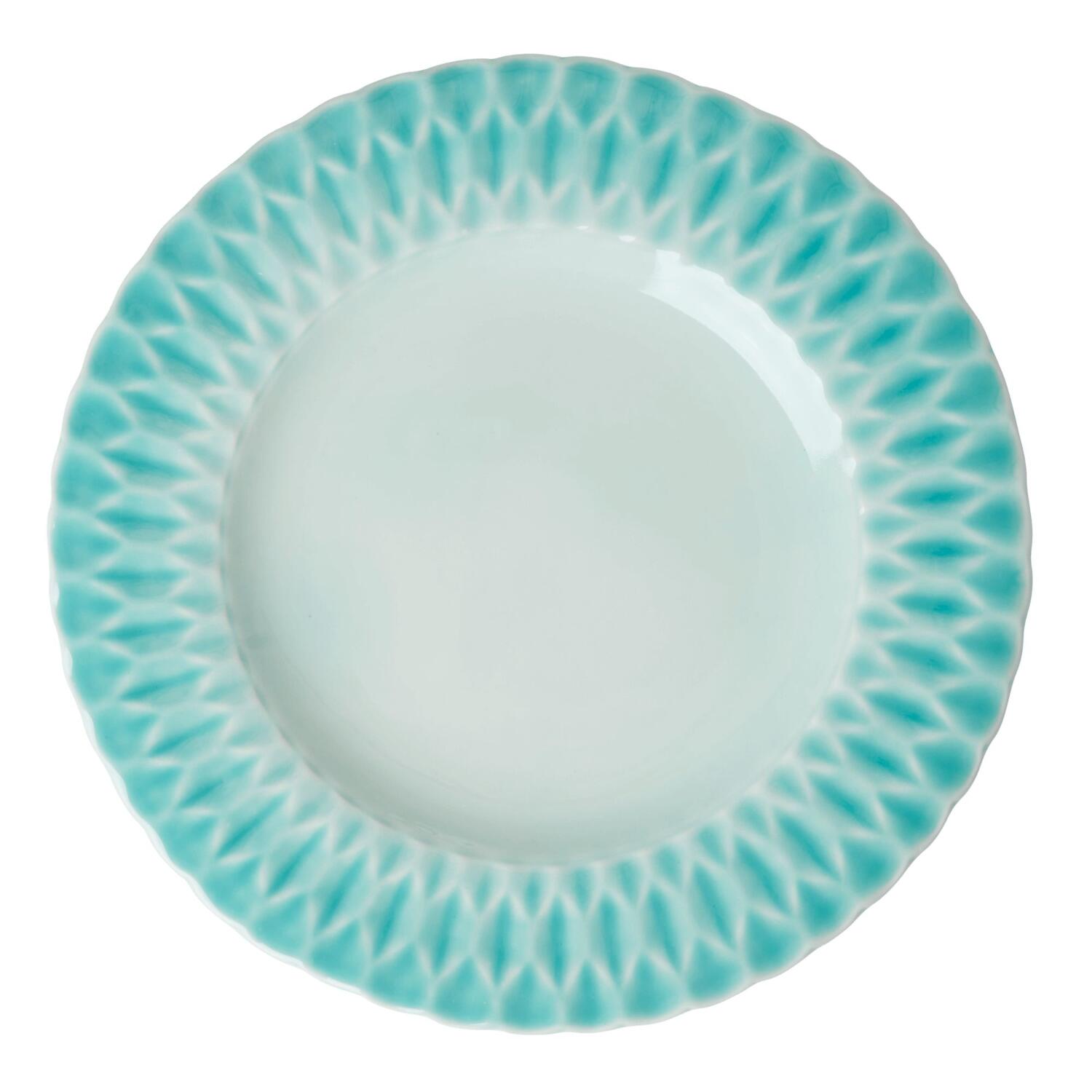 Speiseteller aus Keramik (Aqua) Rice