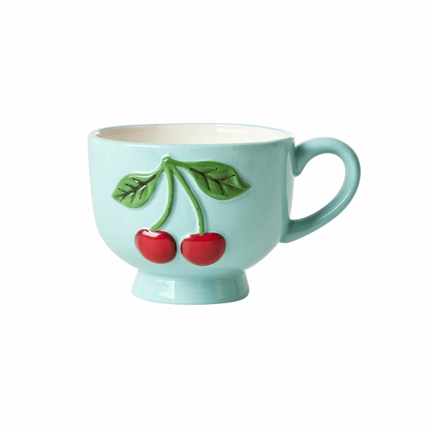 Keramik Tasse "Embossed Cherries" - 250 ml (Mint) Rice