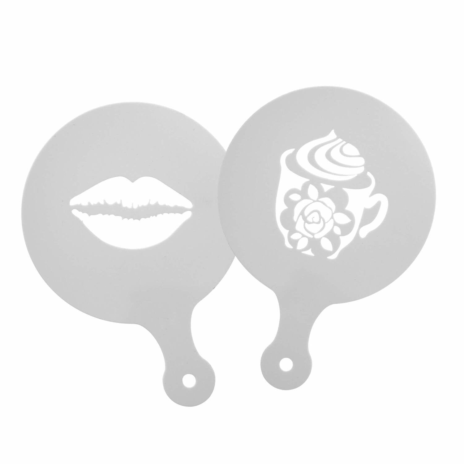 Cappuccino-Schablonen - 2er-Set (Weiß) Rice