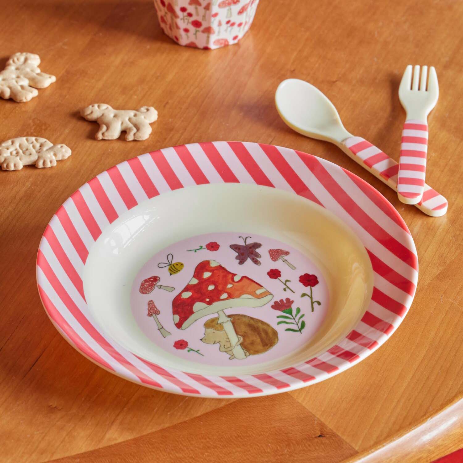 Melamin Kinderschale "Happy Forest" - 250 ml (Pink/Bunt) Rice
