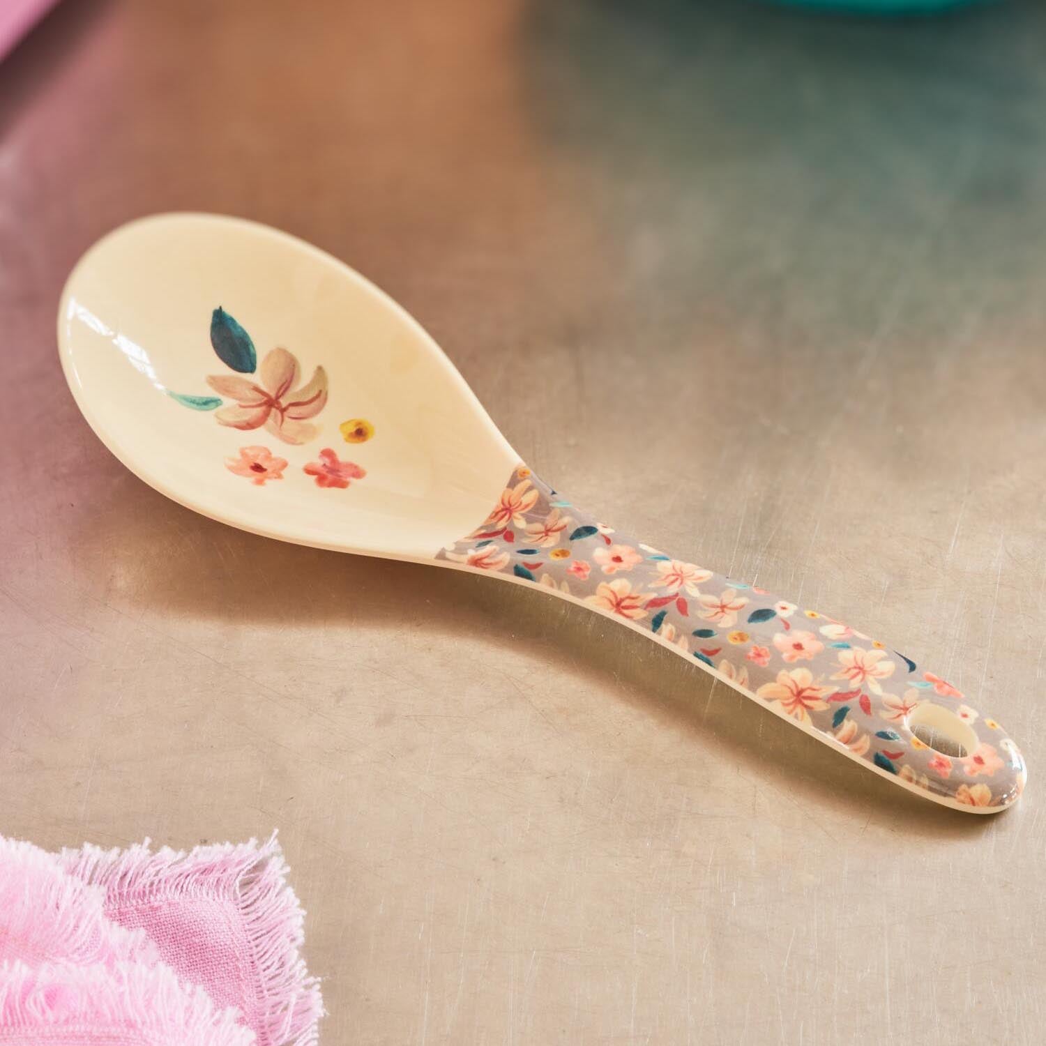 Melamin Salat-Löffel "A New York Minute Sandy Flowers" (Bunt) Rice