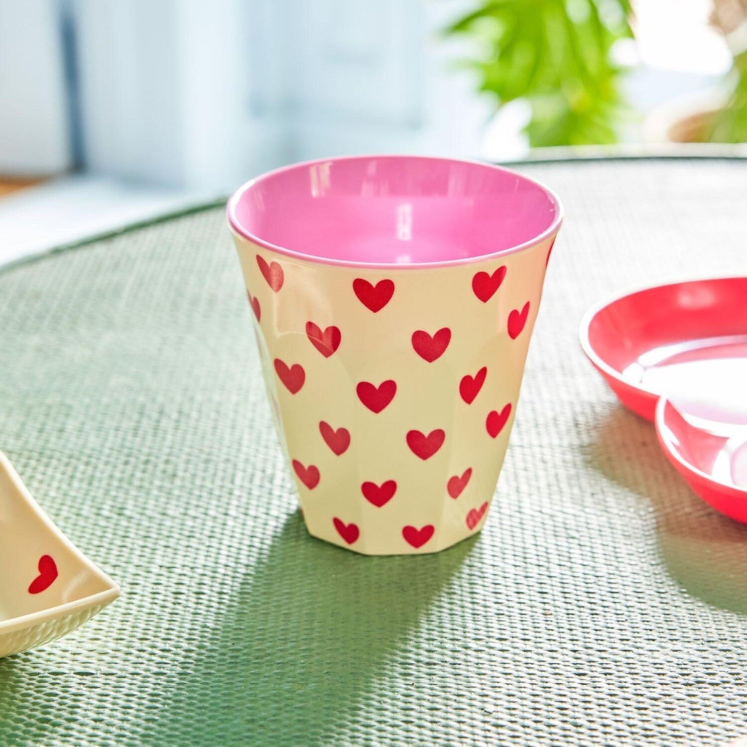 Melamin Becher "Darling Hearts" - M (Bunt) Rice