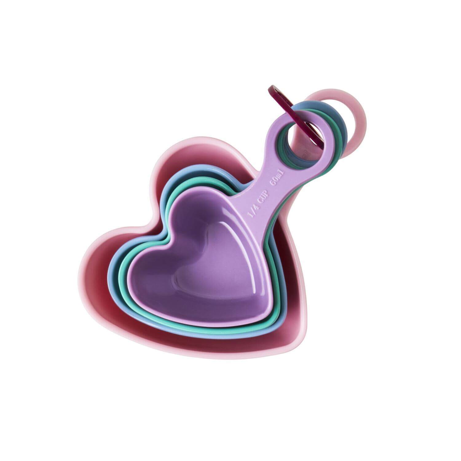 Melamin Messbecher in Herz-Form - 4er-Set (Lila/Bunt) Rice