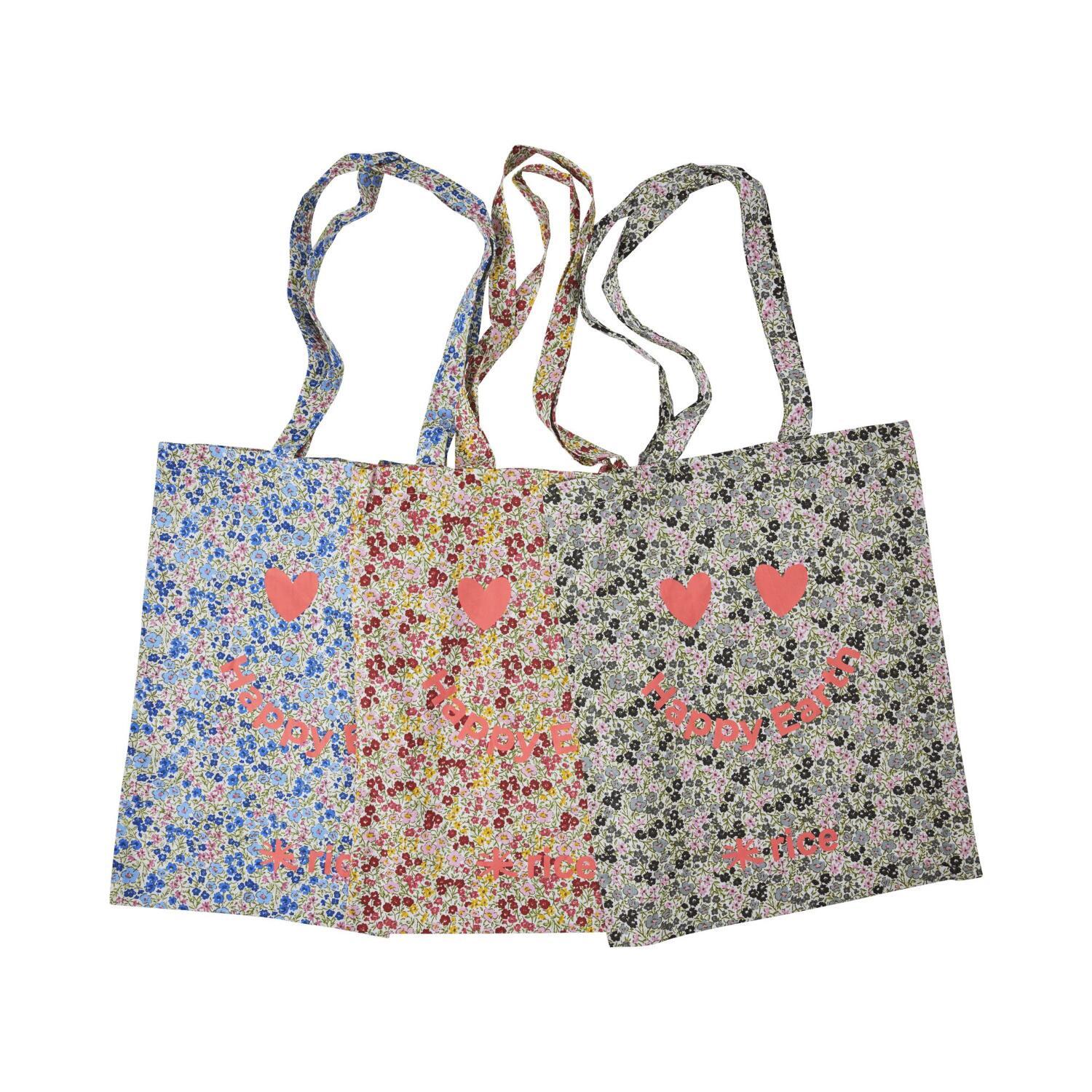 Einkaufstasche "FLOWER & Happy Earth Print" (Rot) Rice