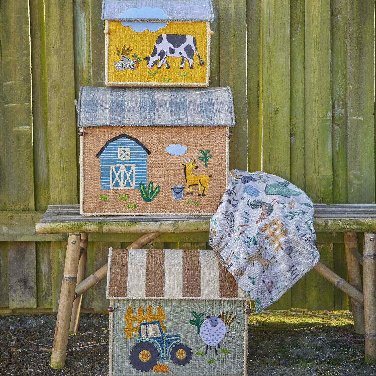 Decke "Farm Animals" - 125x150 cm (Blau/Grün) Rice
