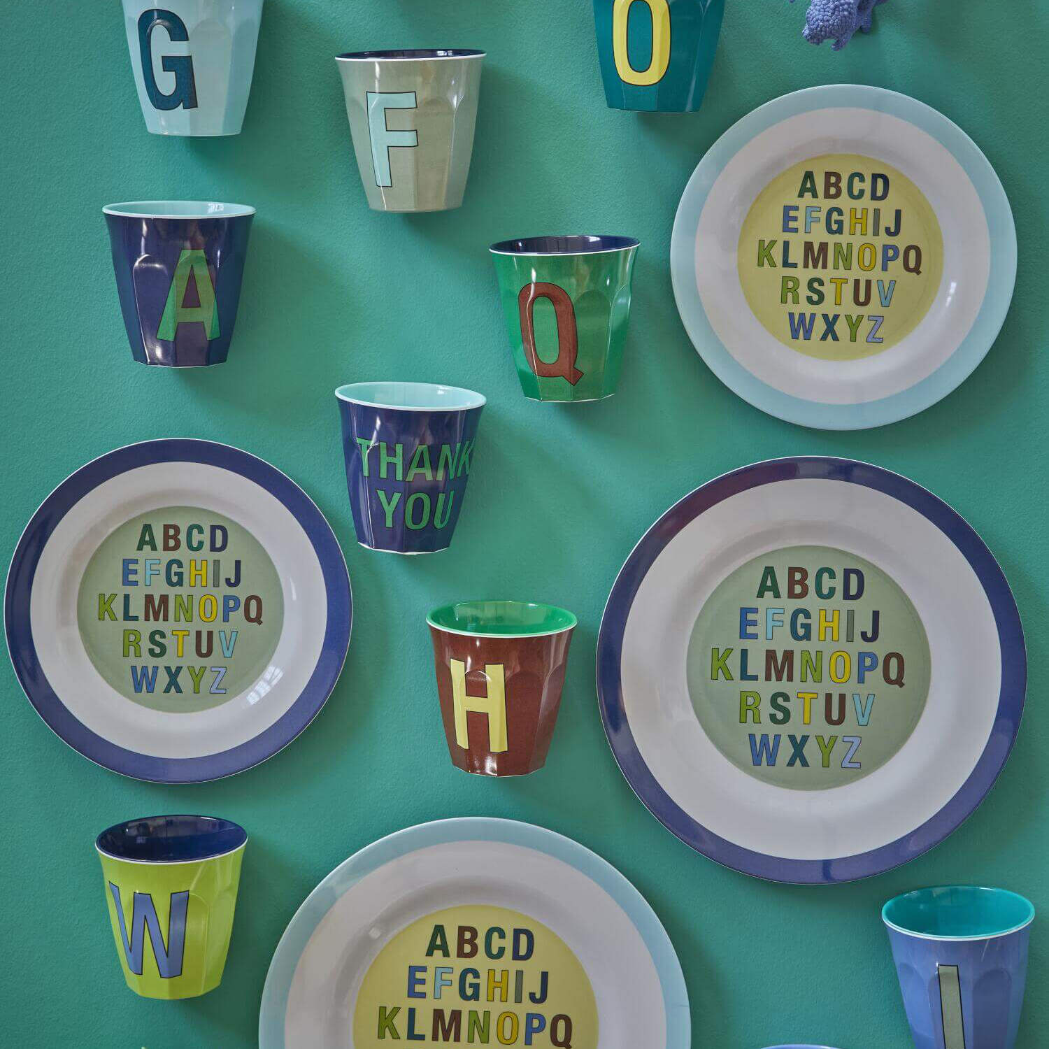 Melamin Essteller "Alphabet" (Dunkelblau) Rice