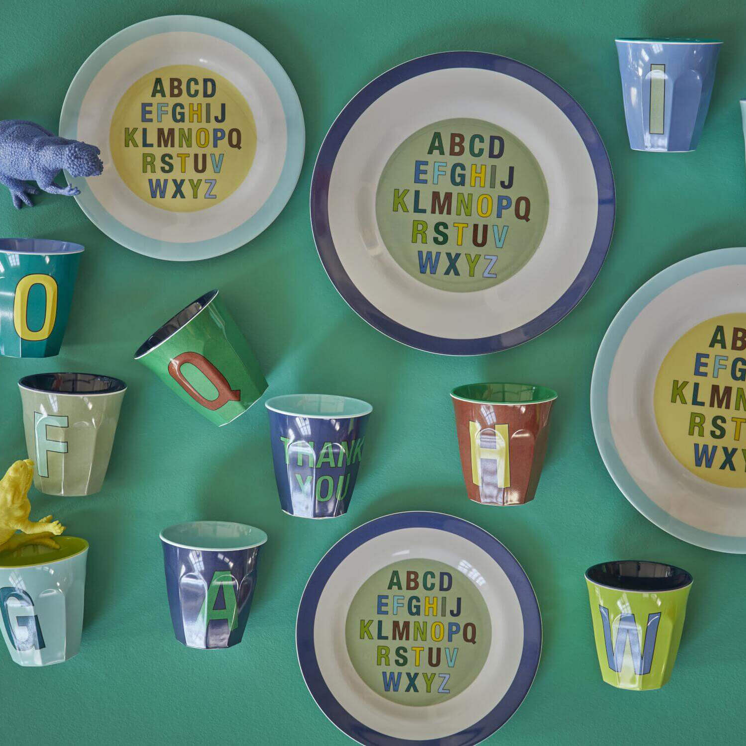 Melamin Essteller "Alphabet" (Blau) Rice